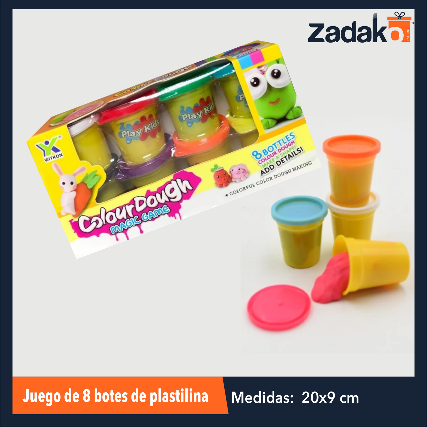 ZJ-1686 JUEGO DE 8 BOTES DE PLASTILINA CON 1 PZ O CAJA CON 48 PZS