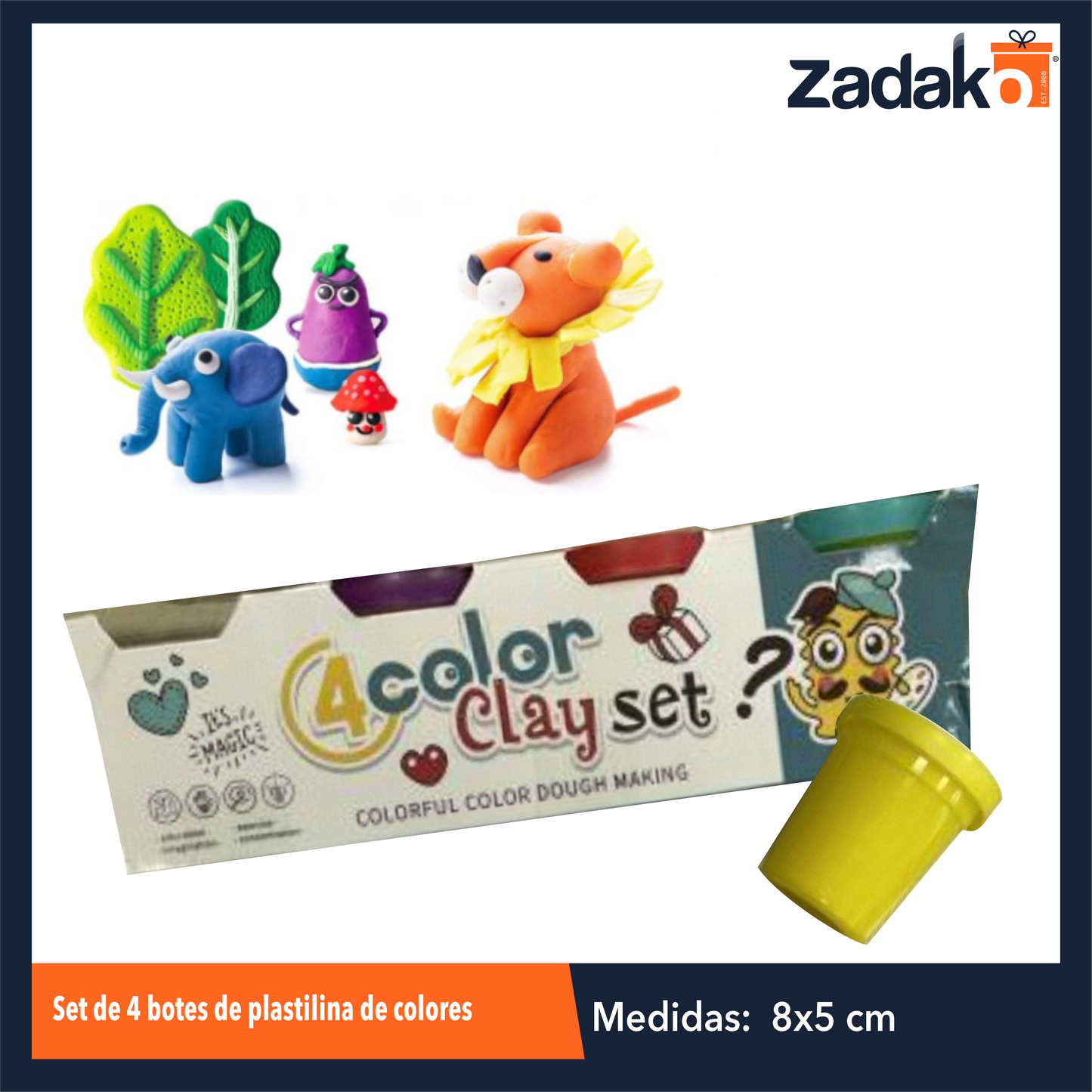 ZJ-1687 SET DE 4 BOTES DE PLASTILINA DE COLORES POR PAQUETE O CAJA CON 108 PQTS