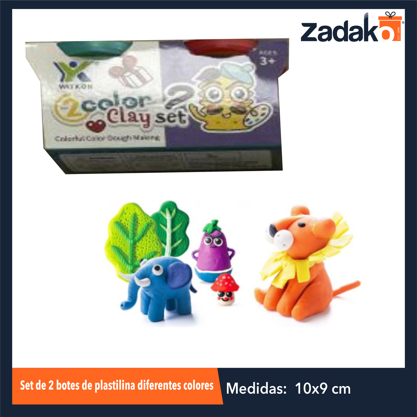 ZJ-1690 SET DE 2 BOTES DE PLASTILINA DIFERENTES COLORES POR PAQUETE O CAJA CON 216 PQTS