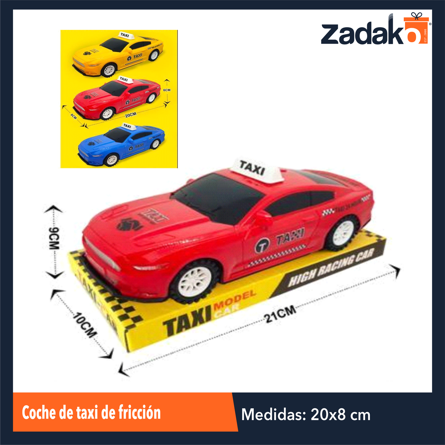 ZJ-1776 COCHE DE TAXI DE FRICCIÓN, CON 1 PZ O CAJA CON 120 PZS