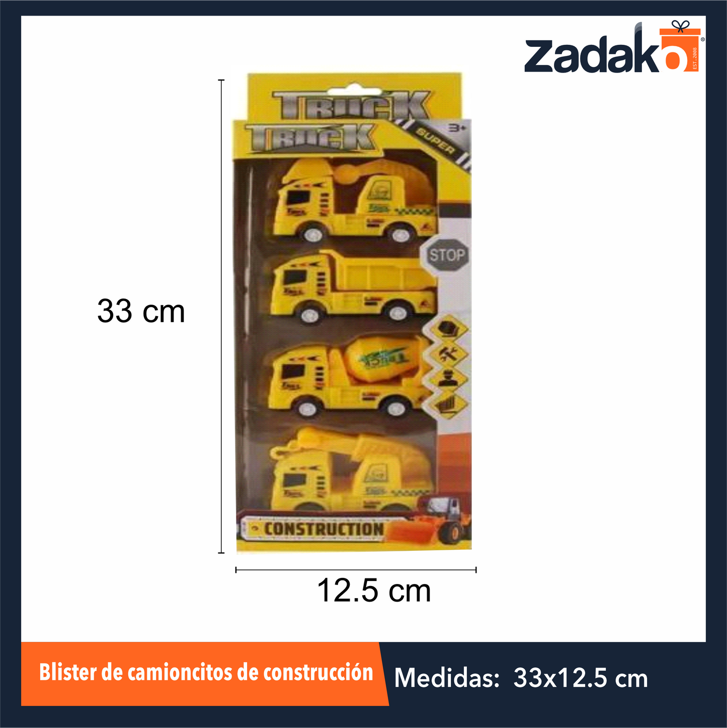 ZJ-1786 BLISTER DE CAMIONCITOS DE CONSTRUCCIÓN CON 1 PZ O CAJA CON 144 PZS