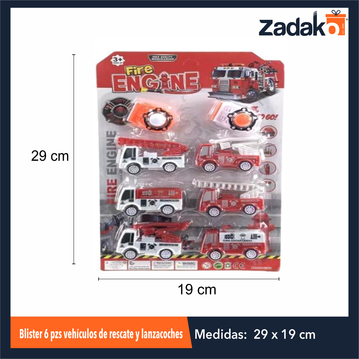 ZJ-1789 BLISTER DE 6 VEHICULOS DE RESCATE Y LANZACOCHES CON 1 PZ O CAJA CON 240 PZS