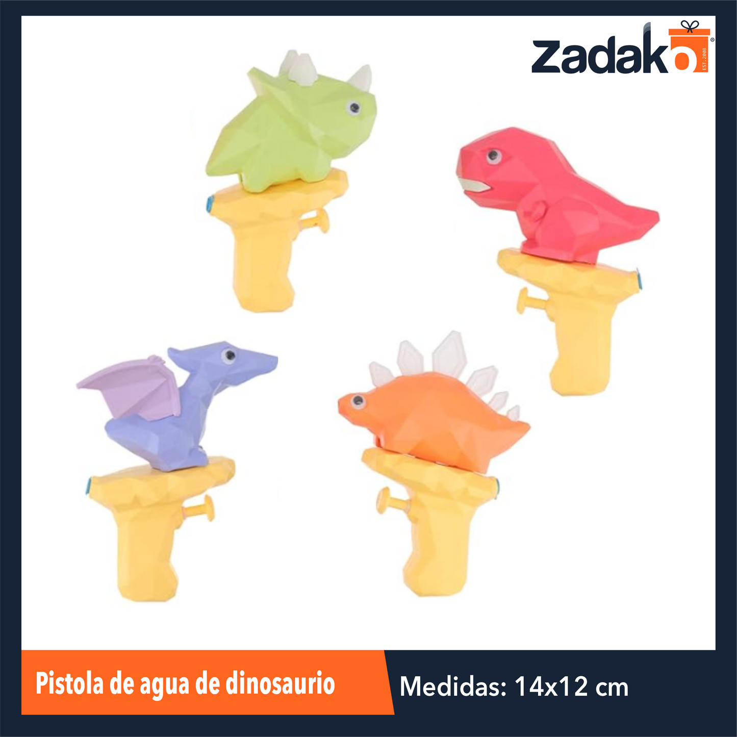 ZJ-1814 PISTOLA DE AGUA DE DINOSAURIO CON 1 PZ O CAJA CON 250 PZS