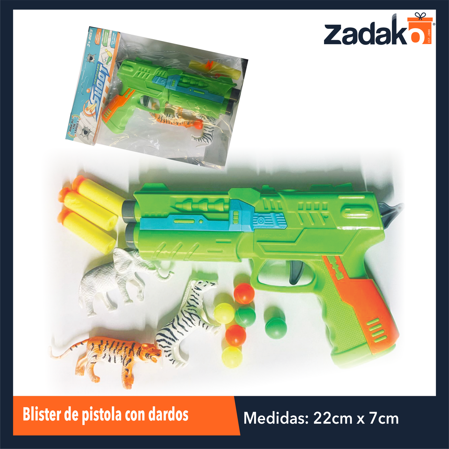 ZJ-1978 BLISTER DE PISTOLA CON DARDOS CON 1 PZ O CAJA CON 240 PZS