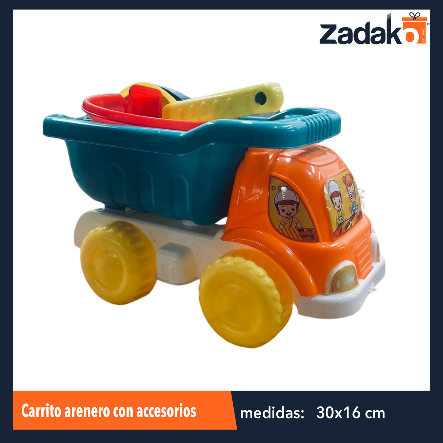 ZJ-2209 CARRITO ARENERO CON ACCESORIOS CON 1 PZ O CAJA CON 36 PZS