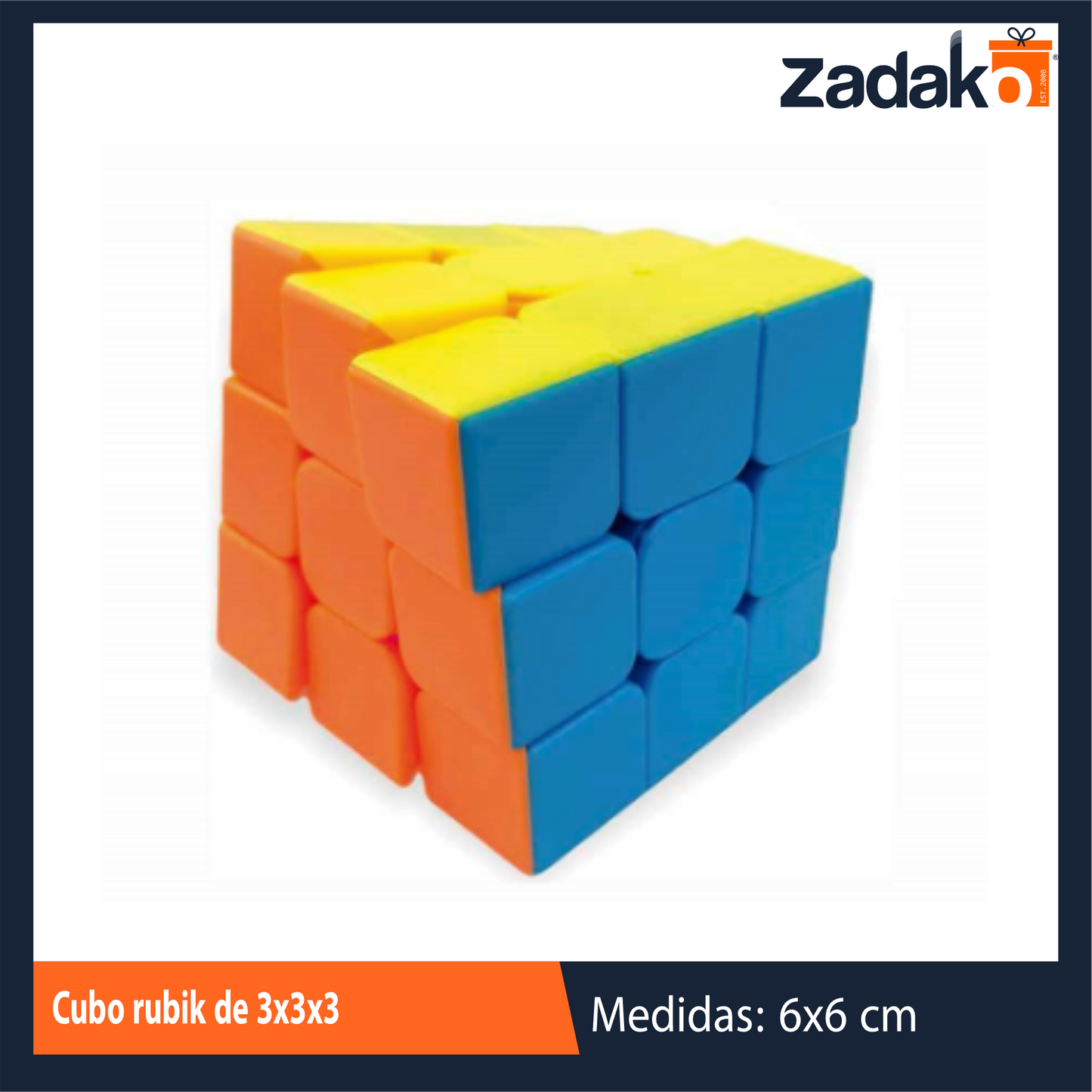 ZJ-1437 CUBO RUBIK DE 3x3x3 CM CON 6 PIEZAS POR PAQUETE, O CAJA CON 40 PQTS