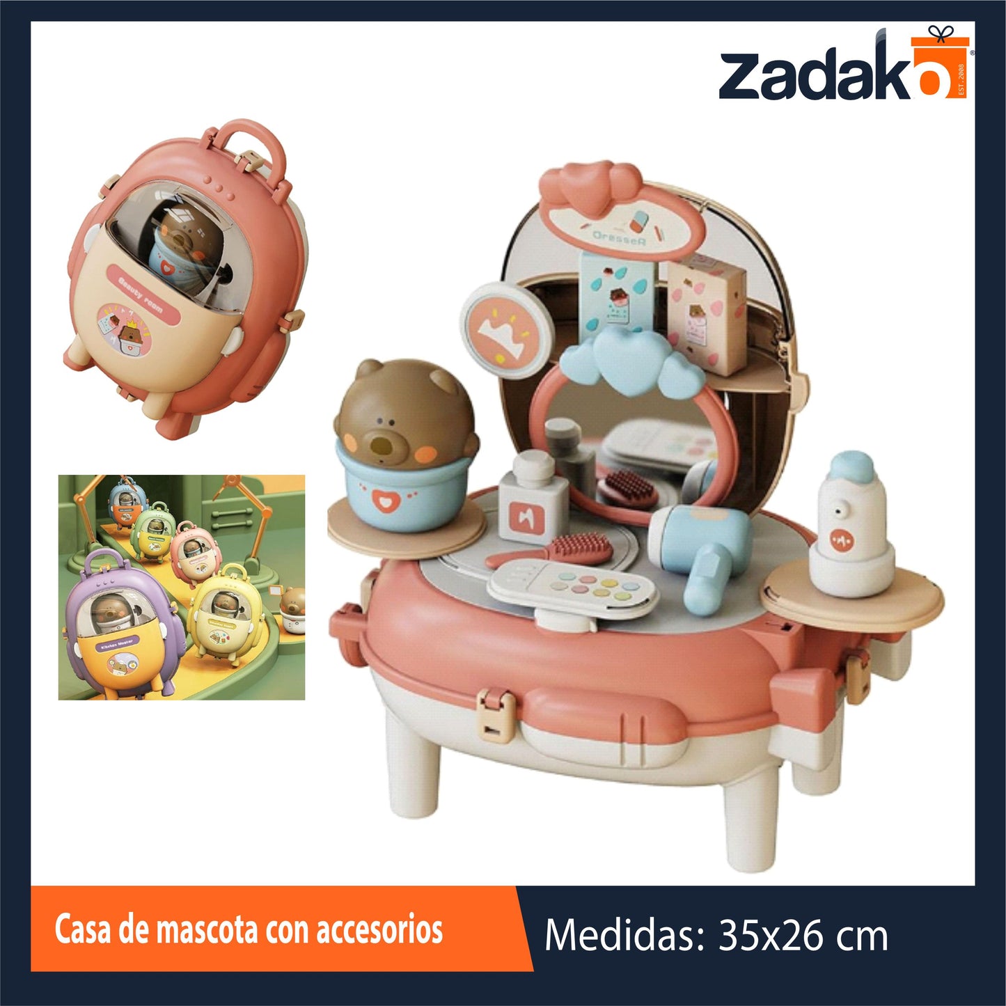 ZJ-1601 CASA DE MASCOTA CON ACCESORIOS CON 1 PZ O CAJA CON 36 PZS