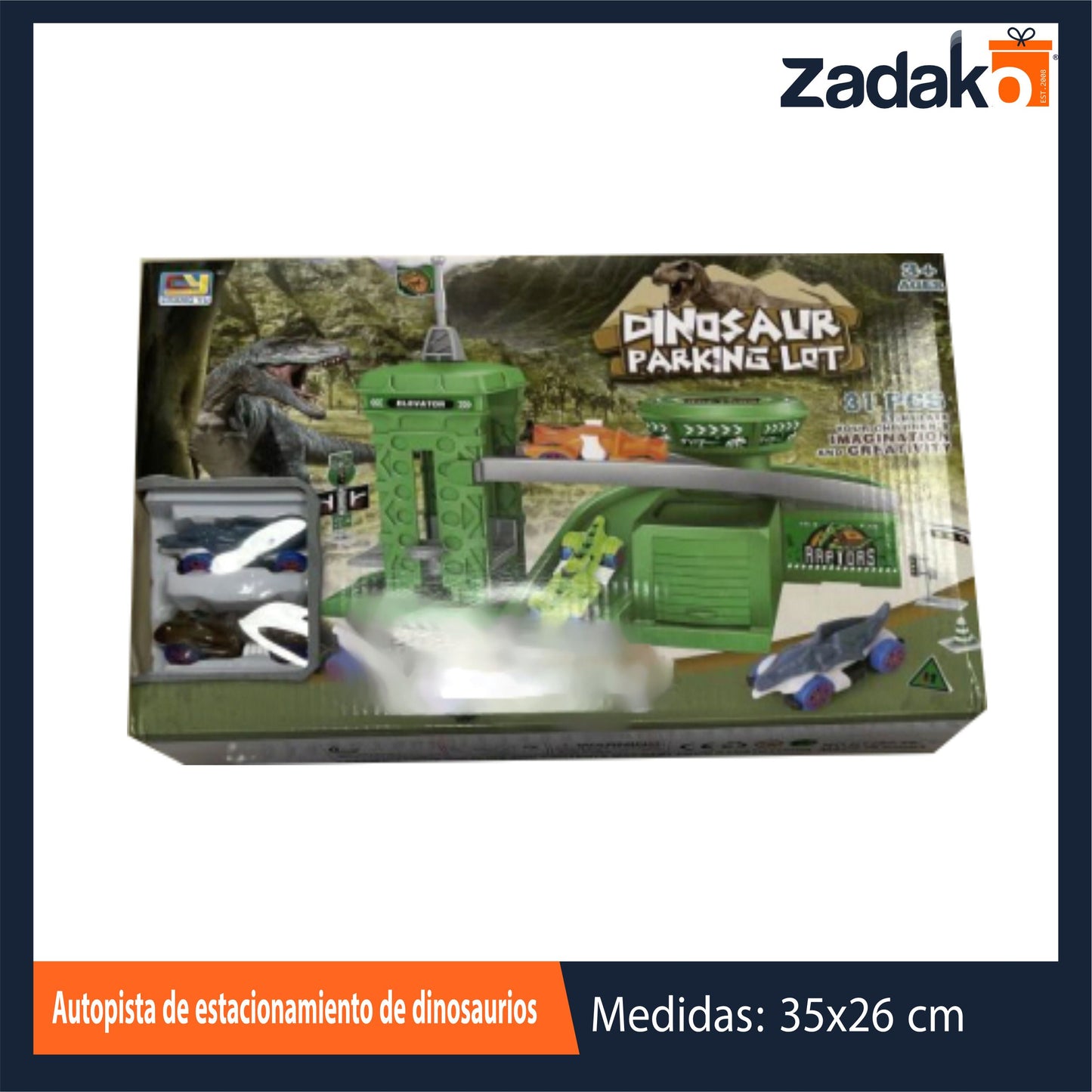 ZJ-1696 AUTOPISTA DE ESTACIONAMIENTO DE DINOSAURIOS CON 1 PZ O CAJA CON 36 PZS