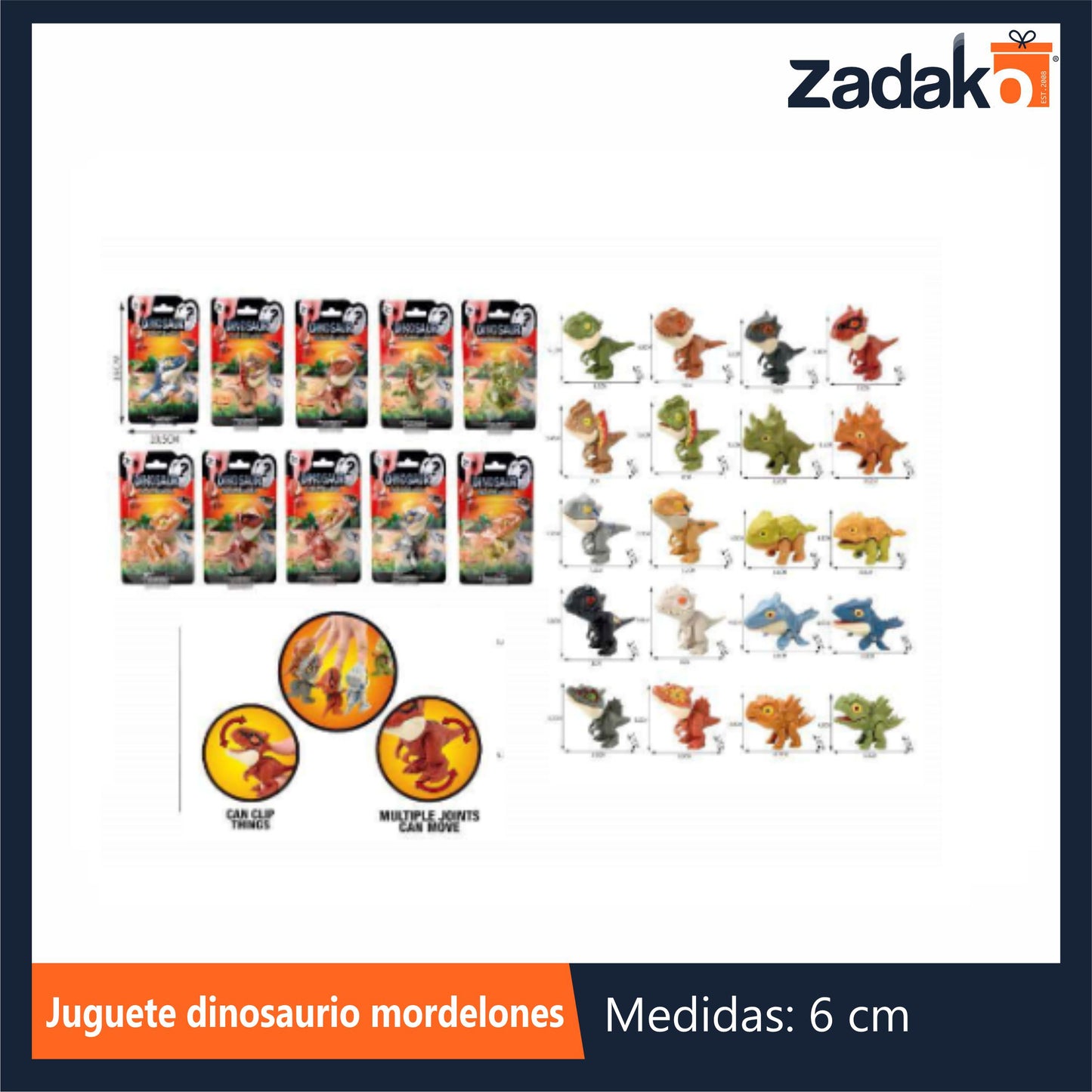 ZJ-2174 JUGUETE DINOSAURIO MORDELONES ARTICULOS EN MOVIMIENTO CON 1 PZ O CAJA CON 600 PZS