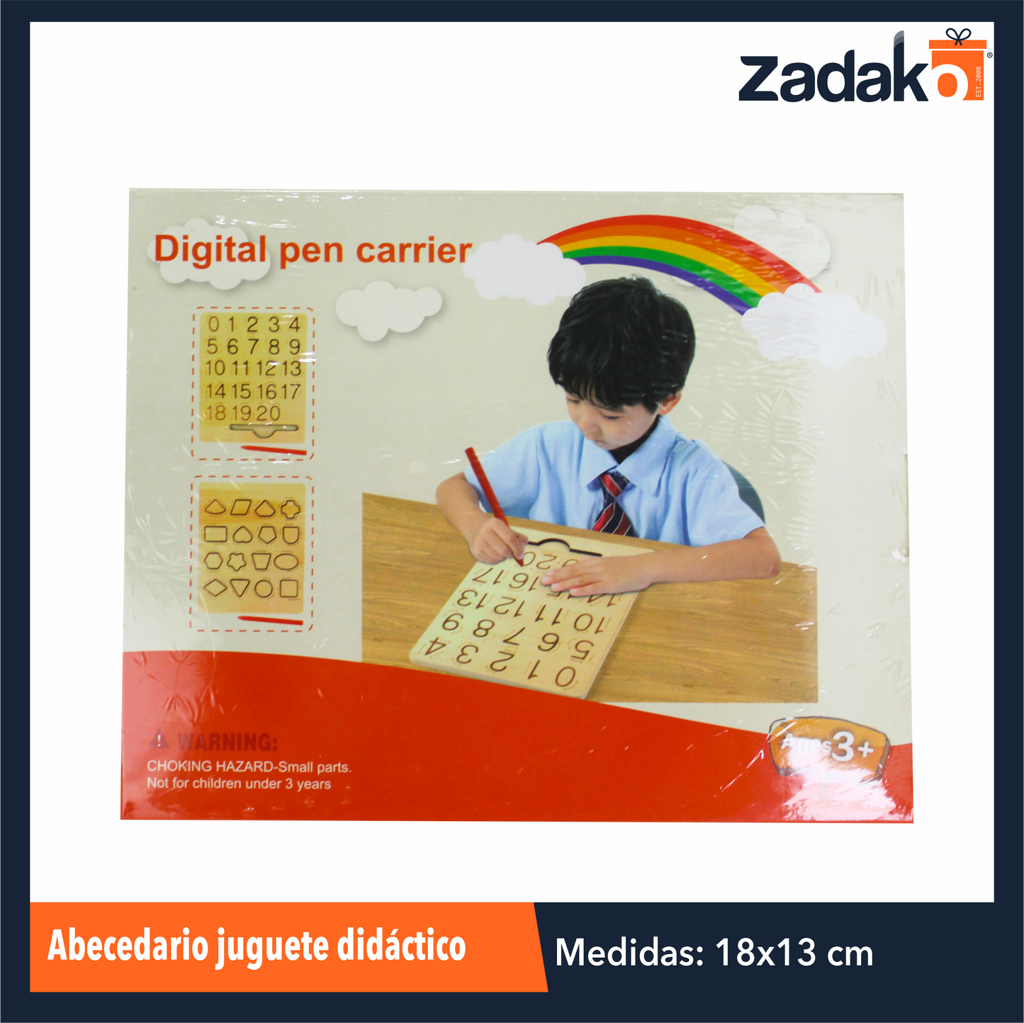 ZK-8017JUGUETE DIDACTICO DE ABECEDARIO DE APRENDIZAJE CON PORTA LAPIZ DE 23x18.5 CM CON 1 PZ O CAJA CON 120 PZS