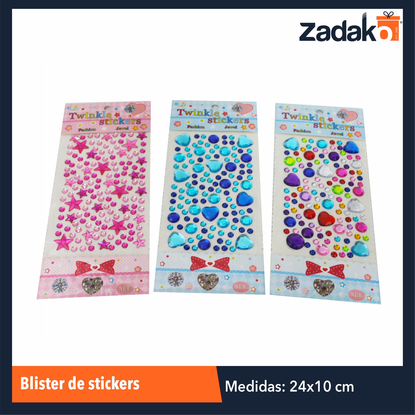 ZK-8033 BLISTER DE STICKERS CON 12 PIEZAS, O CAJA CON 125 PQTS