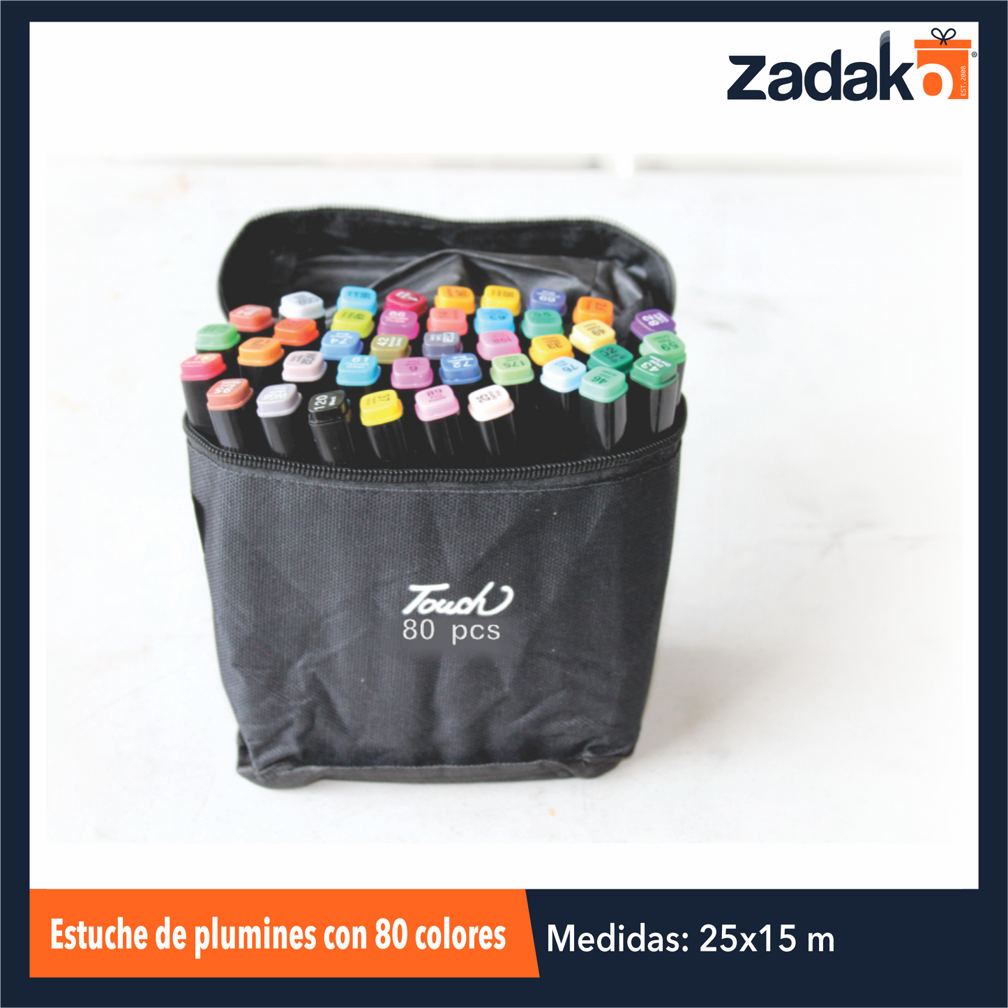 ZK-8041 ESTUCHE DE PLUMINES CON 80 COLORES O CAJA CON 18 PQTS