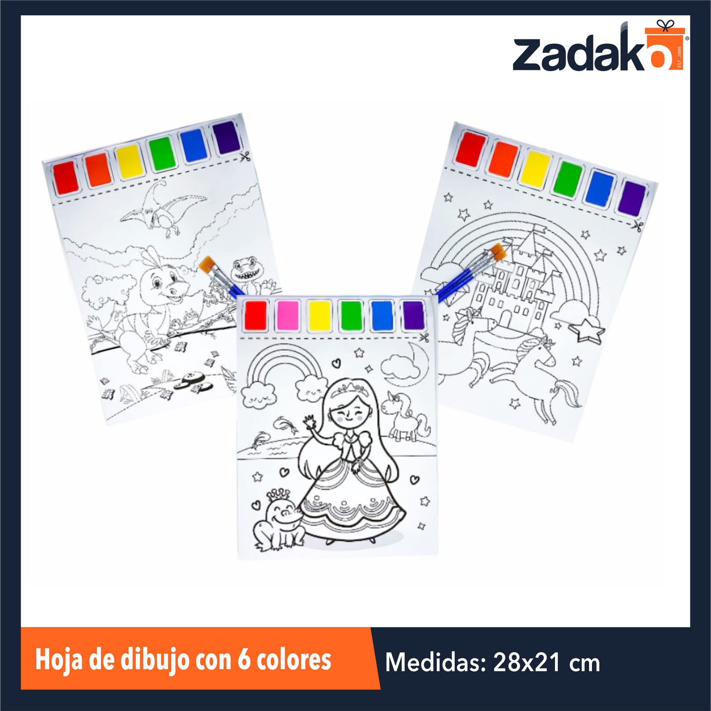 ZK-8062 HOJA DE DIBUJO CON 6 COLORES CON 1 PZ O CAJA CON 1000 PZS