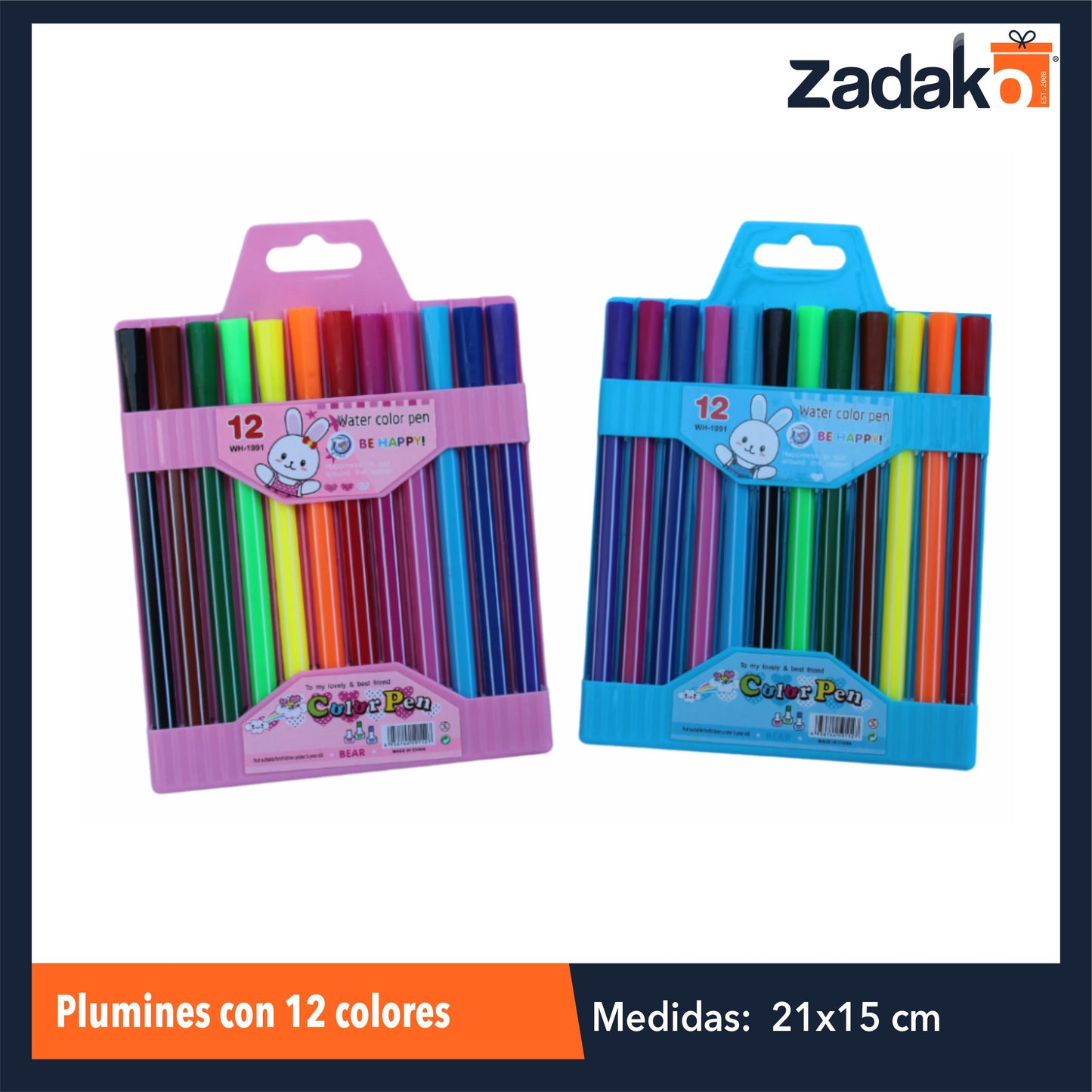 ZK-8084 PLUMINES CON 12 COLORES CON 1 PZ O CAJA CON 240 PZS
