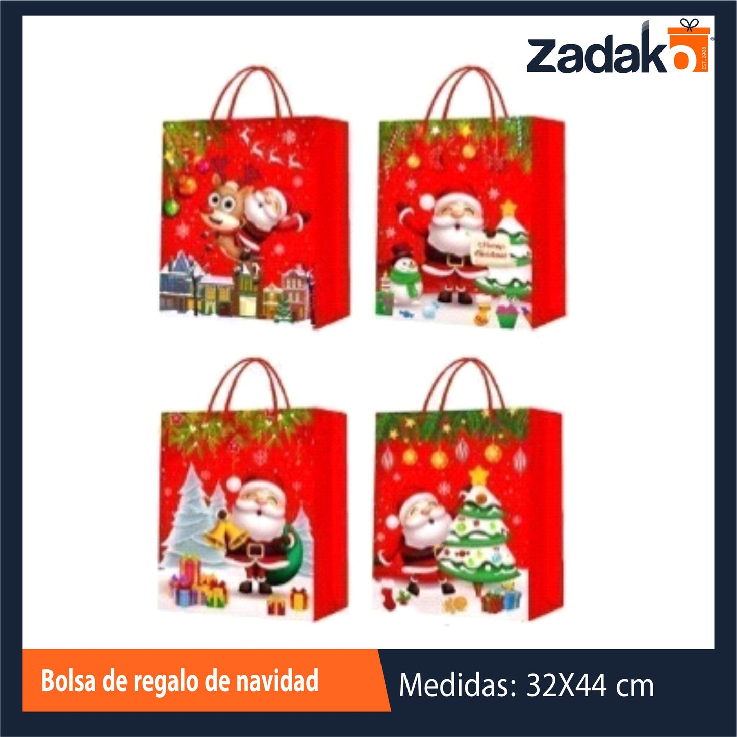 ZN-0239 BOLSA DE REGALO DE NAVIDAD CON 12 PZ O CAJA CON 40 PQTS