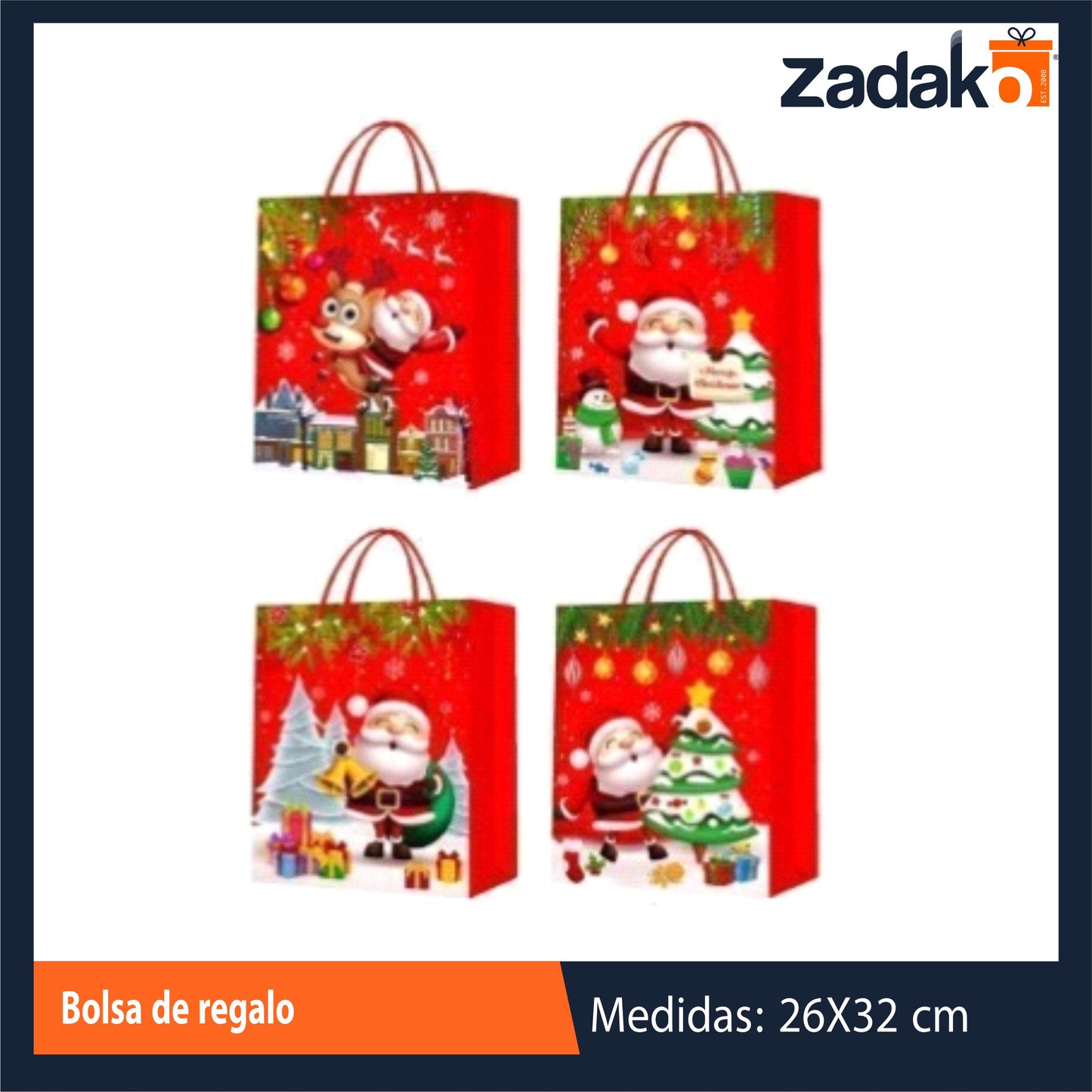 ZN-0240 BOLSA DE REGALO DE NAVIDAD CON 12 PZS O CAJA CON 50 PQTS
