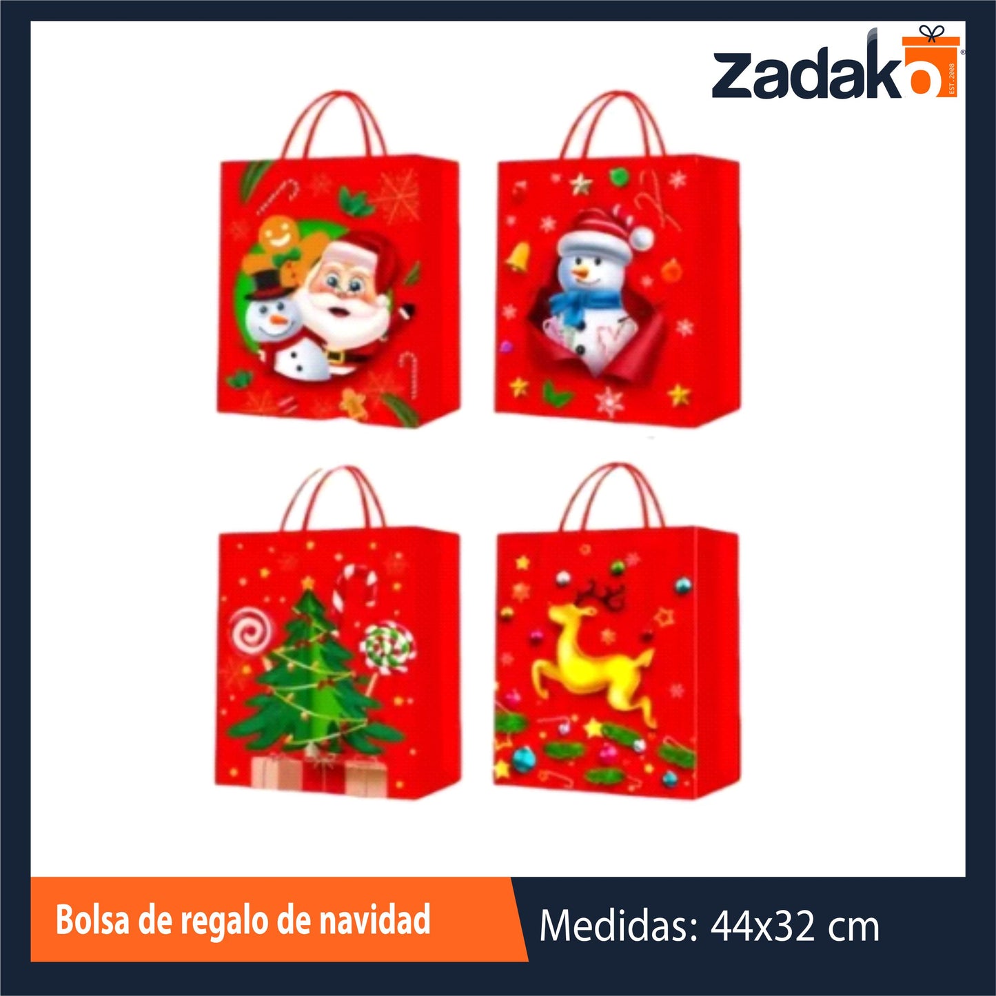 ZN-0245 BOLSA DE REGALO DE NAVIDAD CON 12 PZS O CAJA CON 40 PQTS