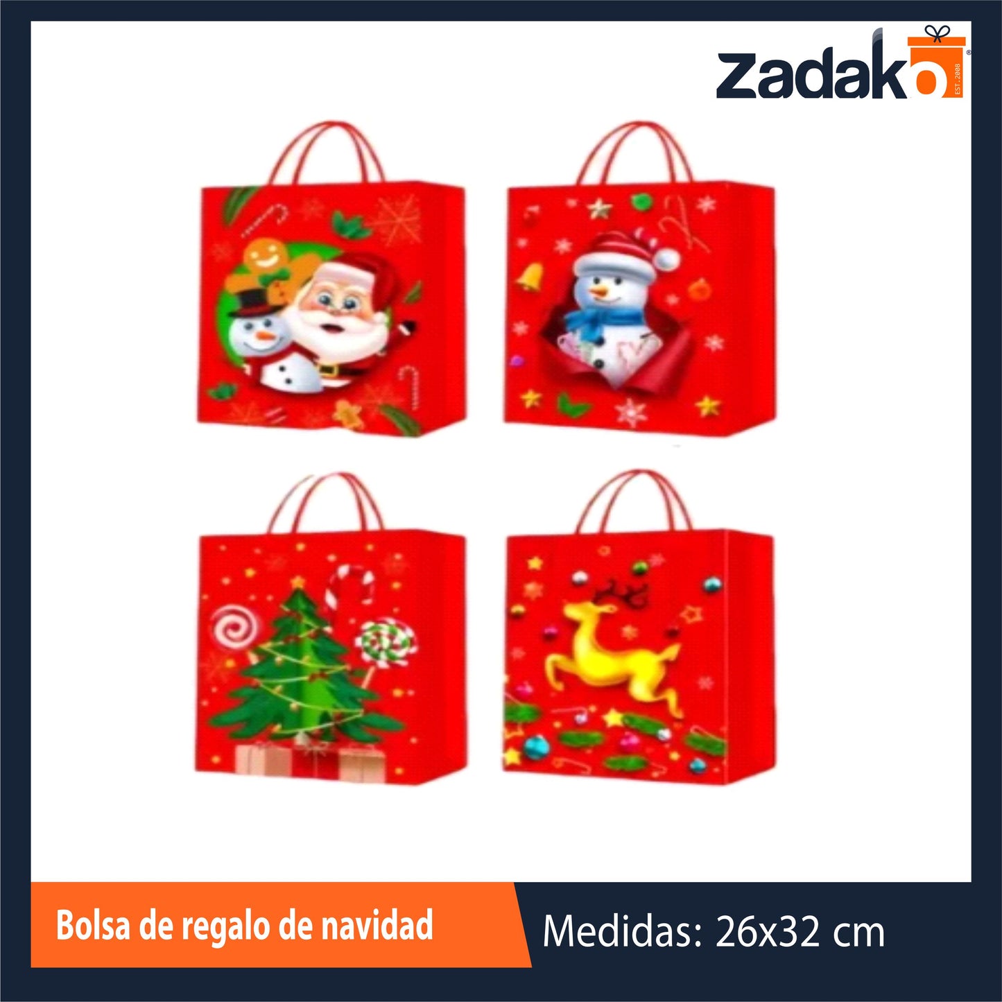 ZN-0246 BOLSA DE REGALO DE NAVIDAD CON 12 PZS O CAJA CON 50 PQTS
