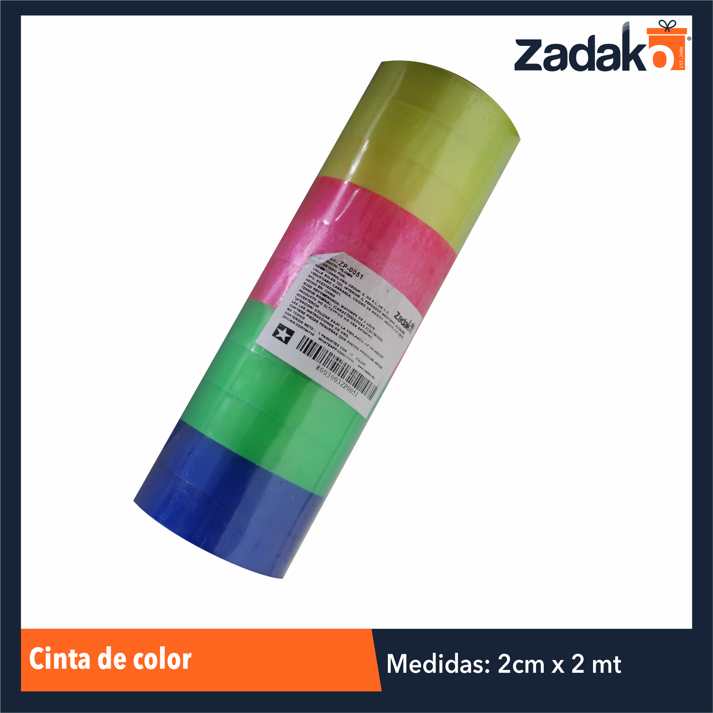ZP-0051 CINTA DE COLOR CON 12 PIEZAS CON 1 PQT O CAJA CON 72 PQTS