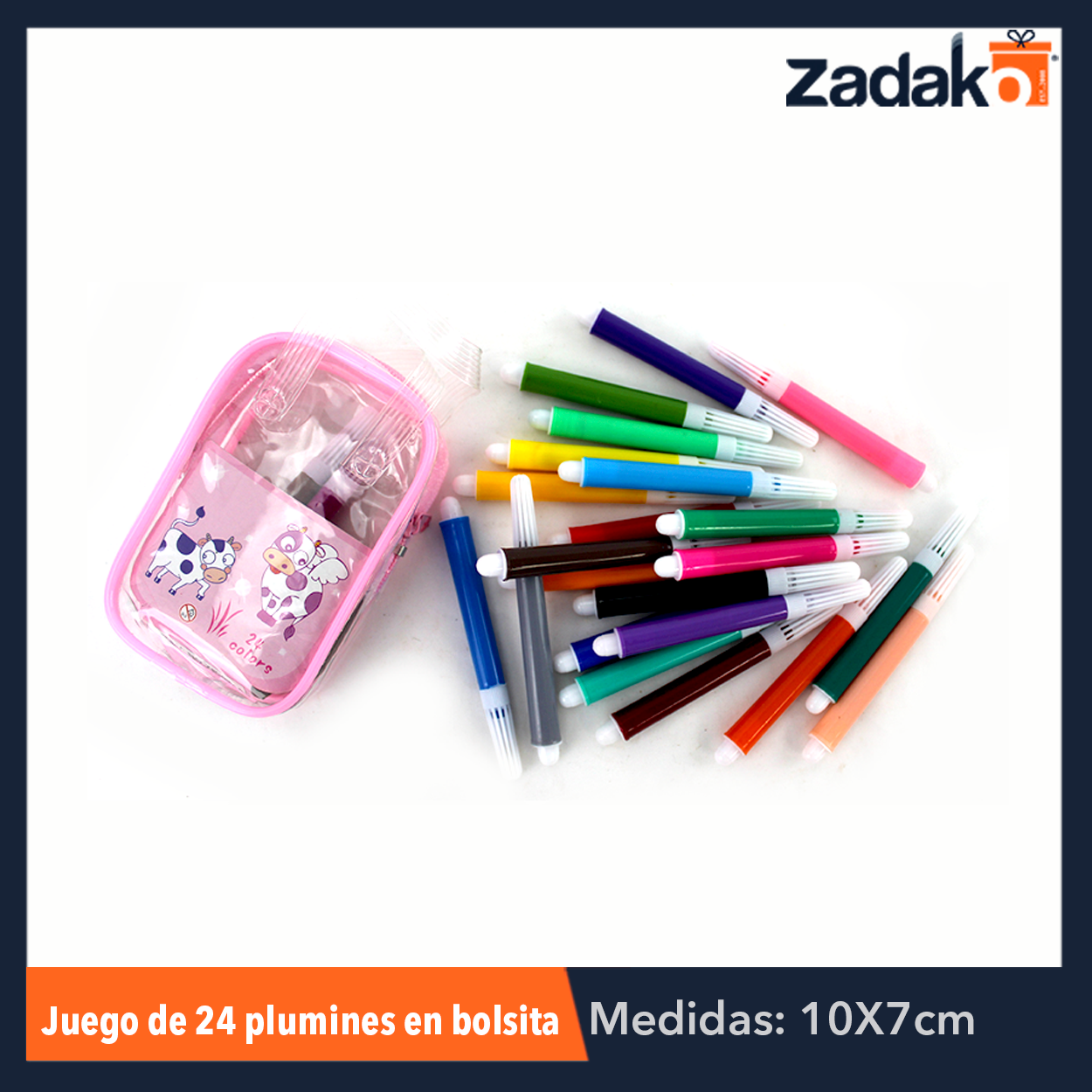 ZP-0344 JUEGO DE 24 PLUMINES EN BOLSITA, CON 1 PZ O CAJA CON 240 PZS