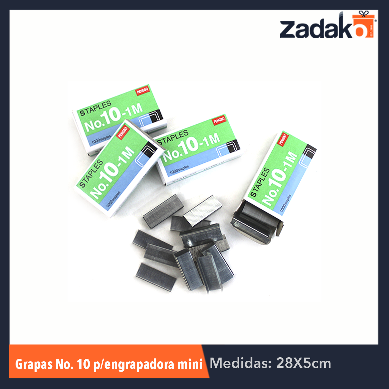 ZP-0619 GRAPAS No. 10 PARA ENGRAPADORA MINI CON 20 PZS, O CAJA CON 50 PQTS