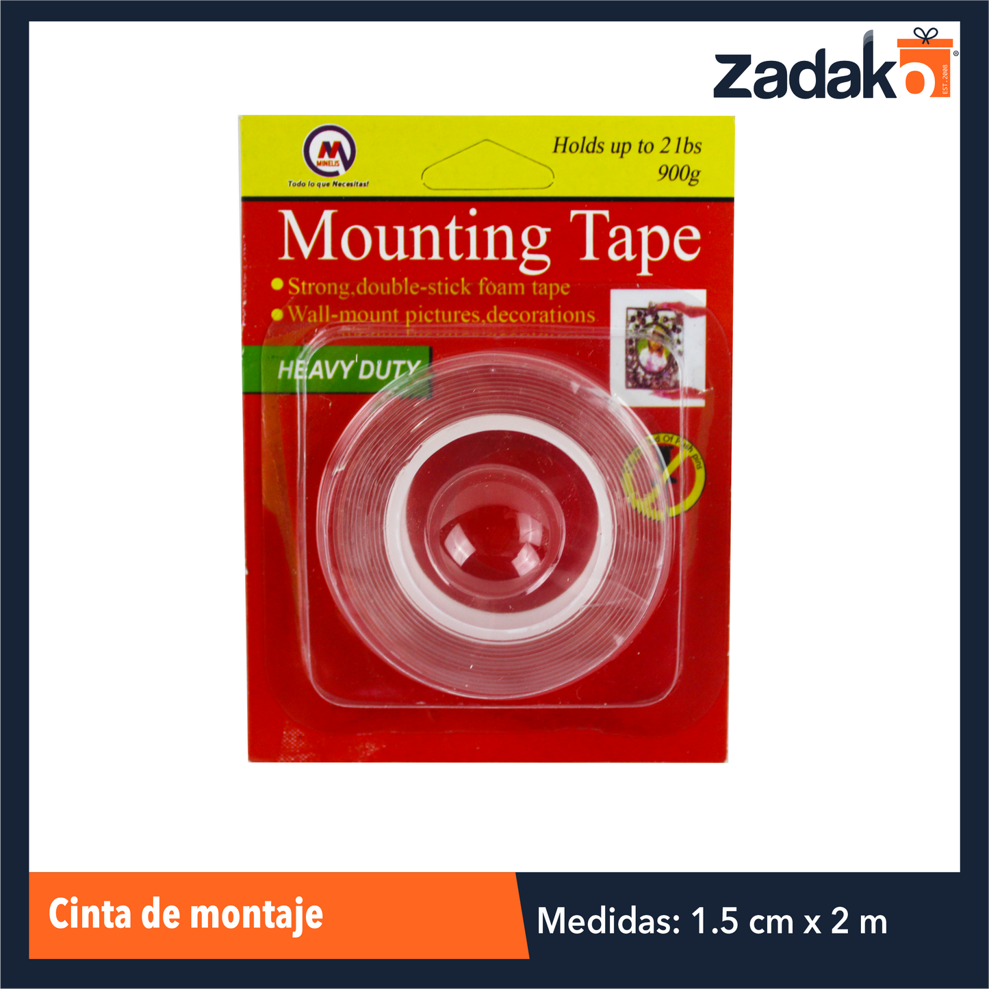 GPM-2151 ZP-0934 CINTA DE MONTAJE DOBLE CARA 1.5 CM X 2 MM CON UNA PZ O CAJA CON 288 PZS