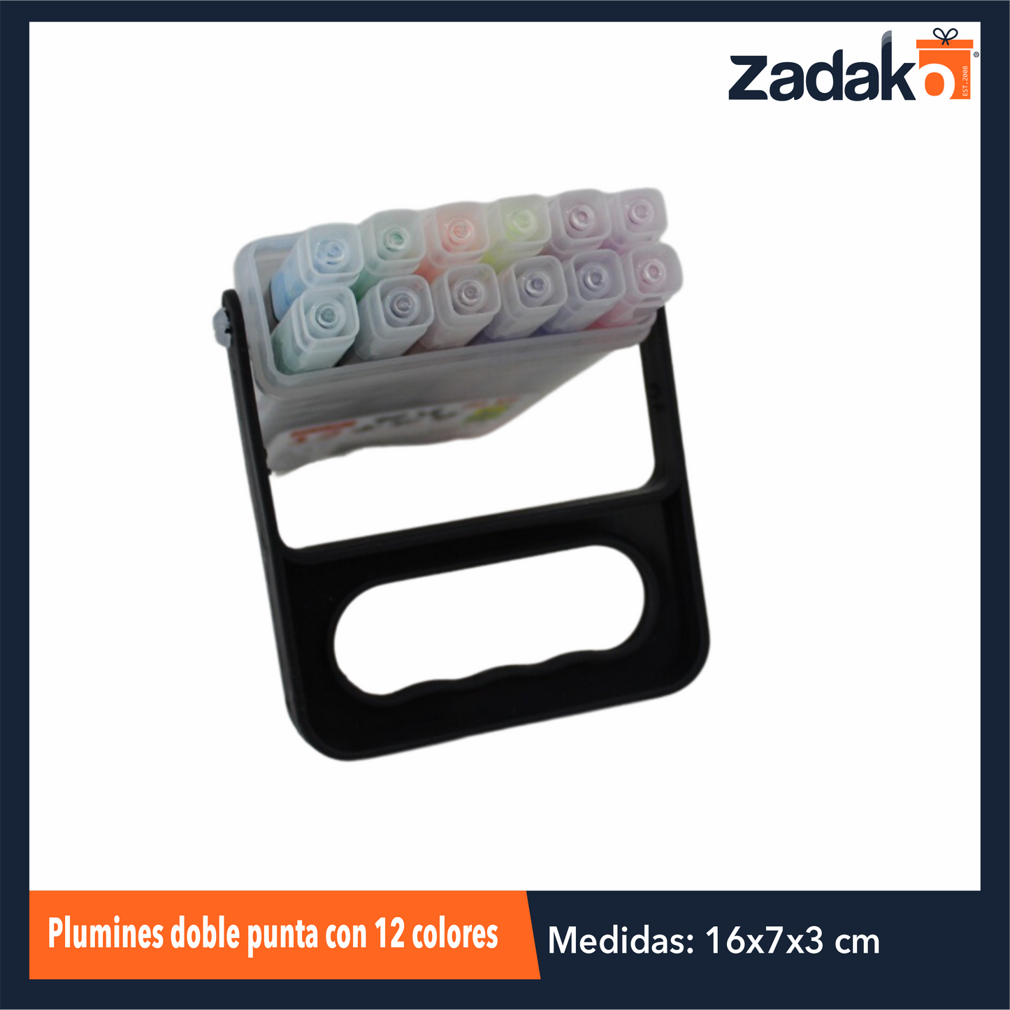 ZP-0952 PLUMINES DOBLE PUNTA CON 12 COLORES CON UNA PZ O CAJA CON 120 PQTS