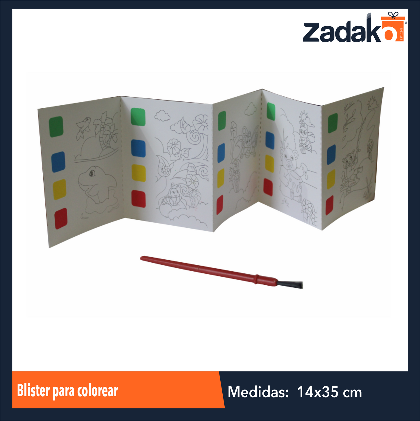 ZP-0983 BLISTER PARA COLOREAR CON PINCEL Y IMAGEN DE COLOR MAGICAS DE 10.5X9 CM DE 12 PIEZAS O CAJA CON 200 PZS