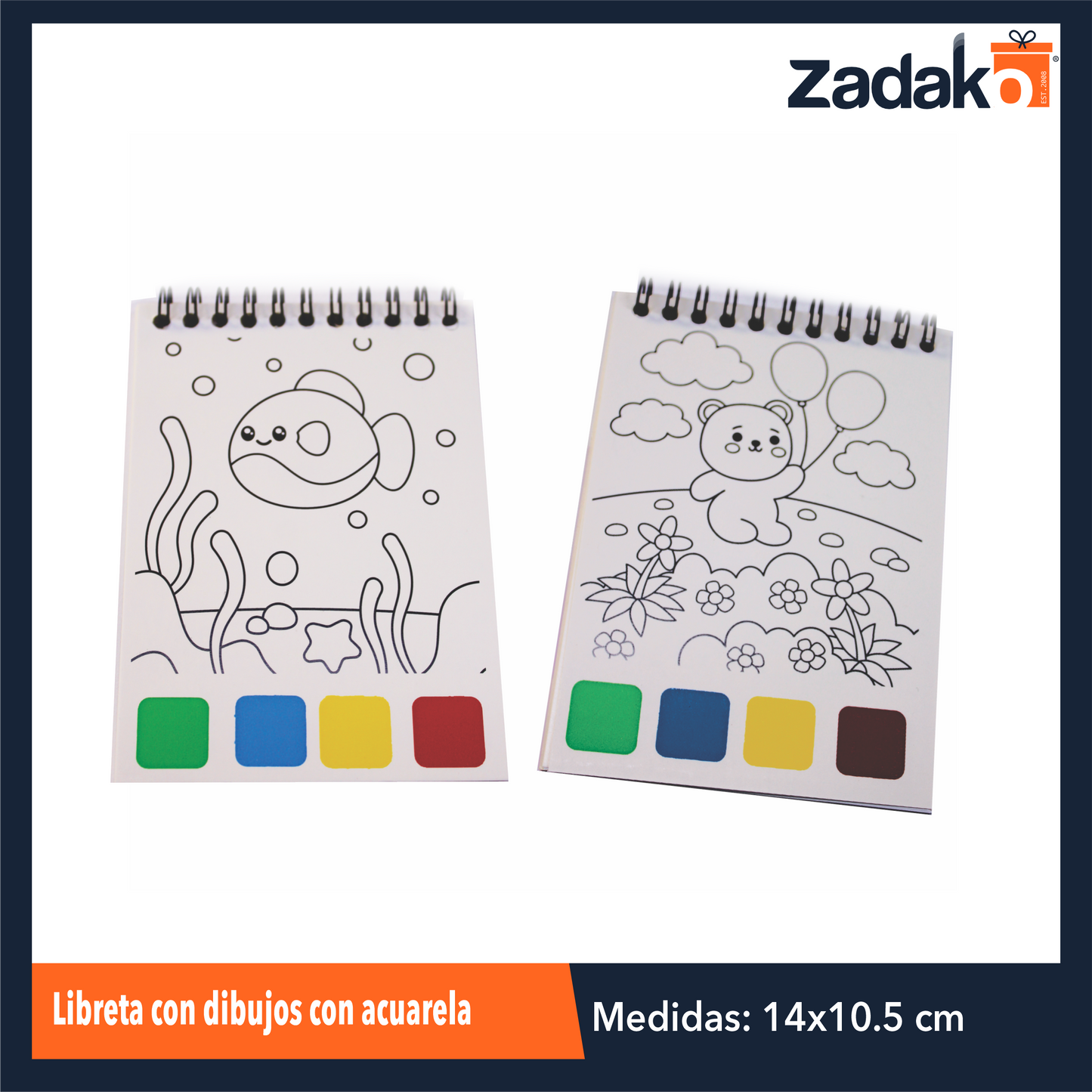 ZP-1007 LIBRETA CON DIBUJOS CON ACUARELA CON 1 PZ O CAJA CON 720 PZS