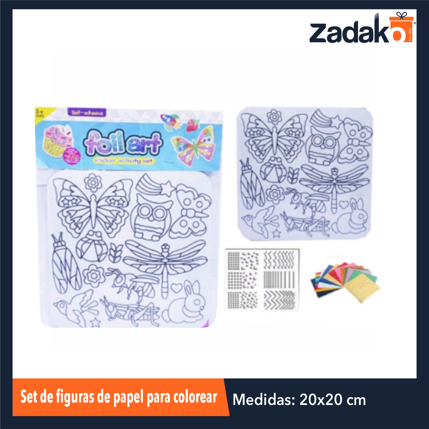 ZP-1008 SET DE FIGURAS DE PAPEL PARA COLOREAR CON 1 PZ O CAJA CON 480 PZS