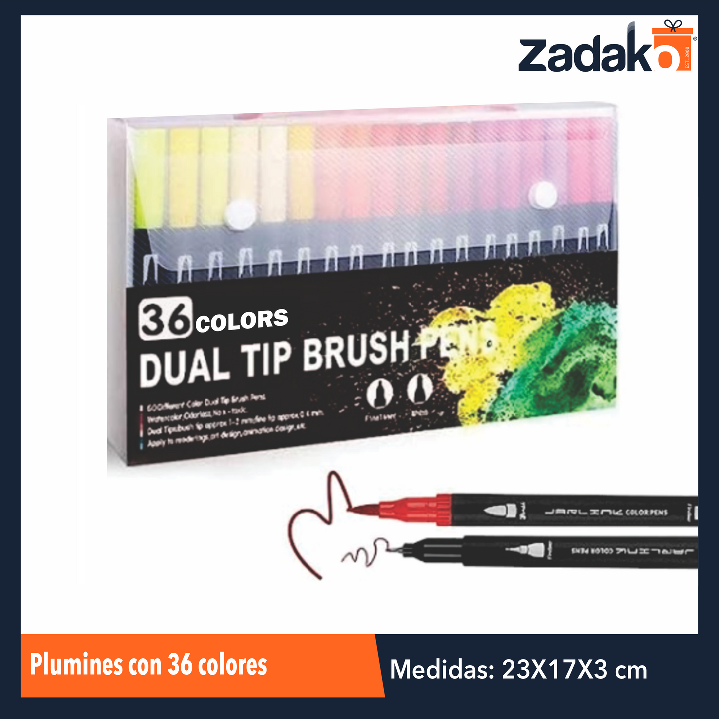 ZP-1027 PLUMINES CON 36 COLORES, CON 1 PQT O CAJA CON 40 PQTS