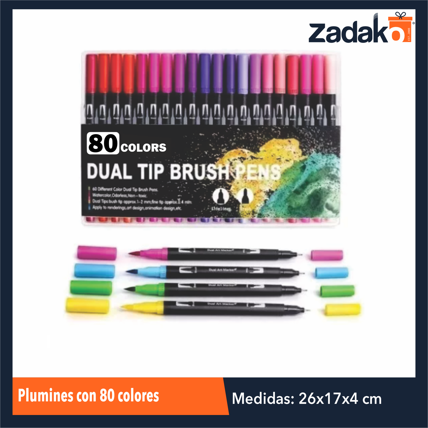 ZP-1030 PLUMINES CON 80 COLORES, CON 1 PQT O CAJA CON 18 PQTS