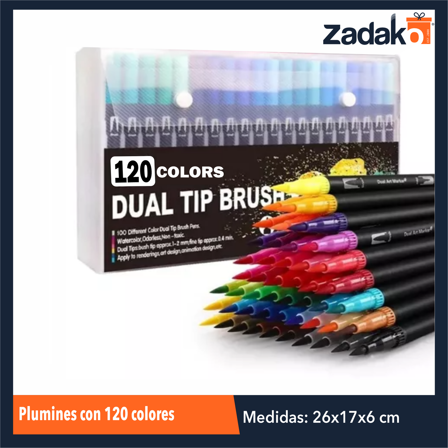 ZP-1032 PLUMINES CON 120 COLORES, CON 1 PQT O CAJA CON 12 PQTS
