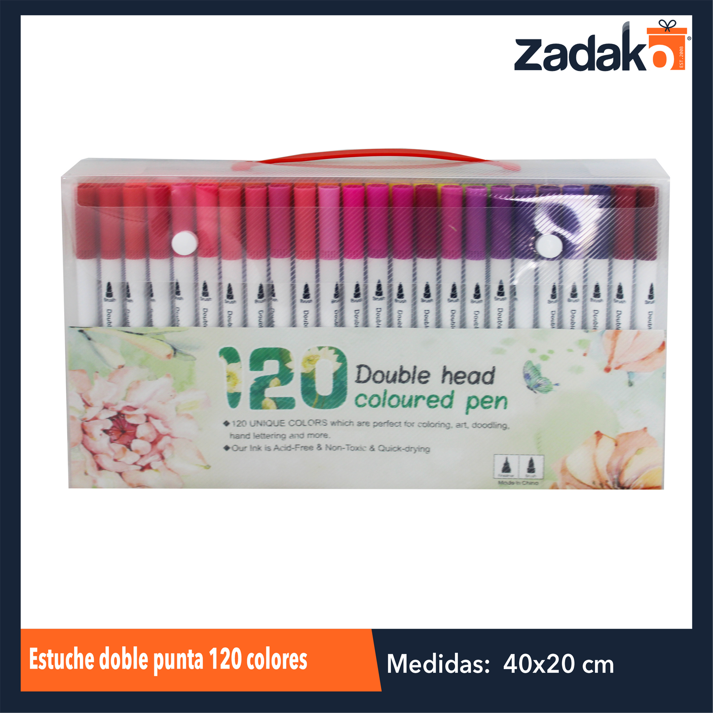ZP-1040 ESTUCHE DOBLE PUNTA 120 COLORES CON 1 PQT O CAJA CON 12 PQTS