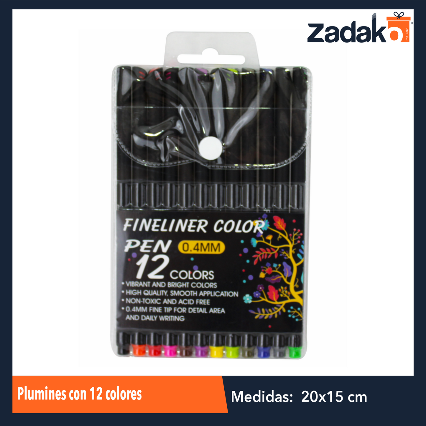 C-7660-5 ZP-1055 PLUMINES CON 12 COLORES CON 1 PQT O CAJA CON 144 PQTS