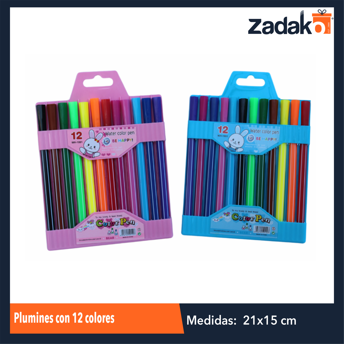 ZP-1056 PLUMINES CON 12 COLORES CON 1 PQT O CAJA CON 240 PQTS