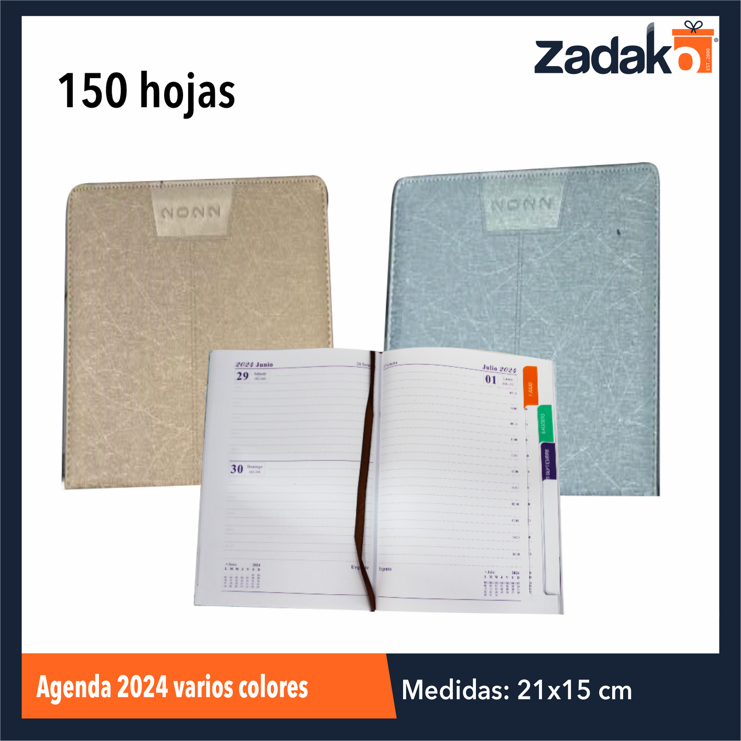 ZP-1117 AGENDA 2024 VARIOS COLORES CON 1 PZ O CAJA CON 80 PZS