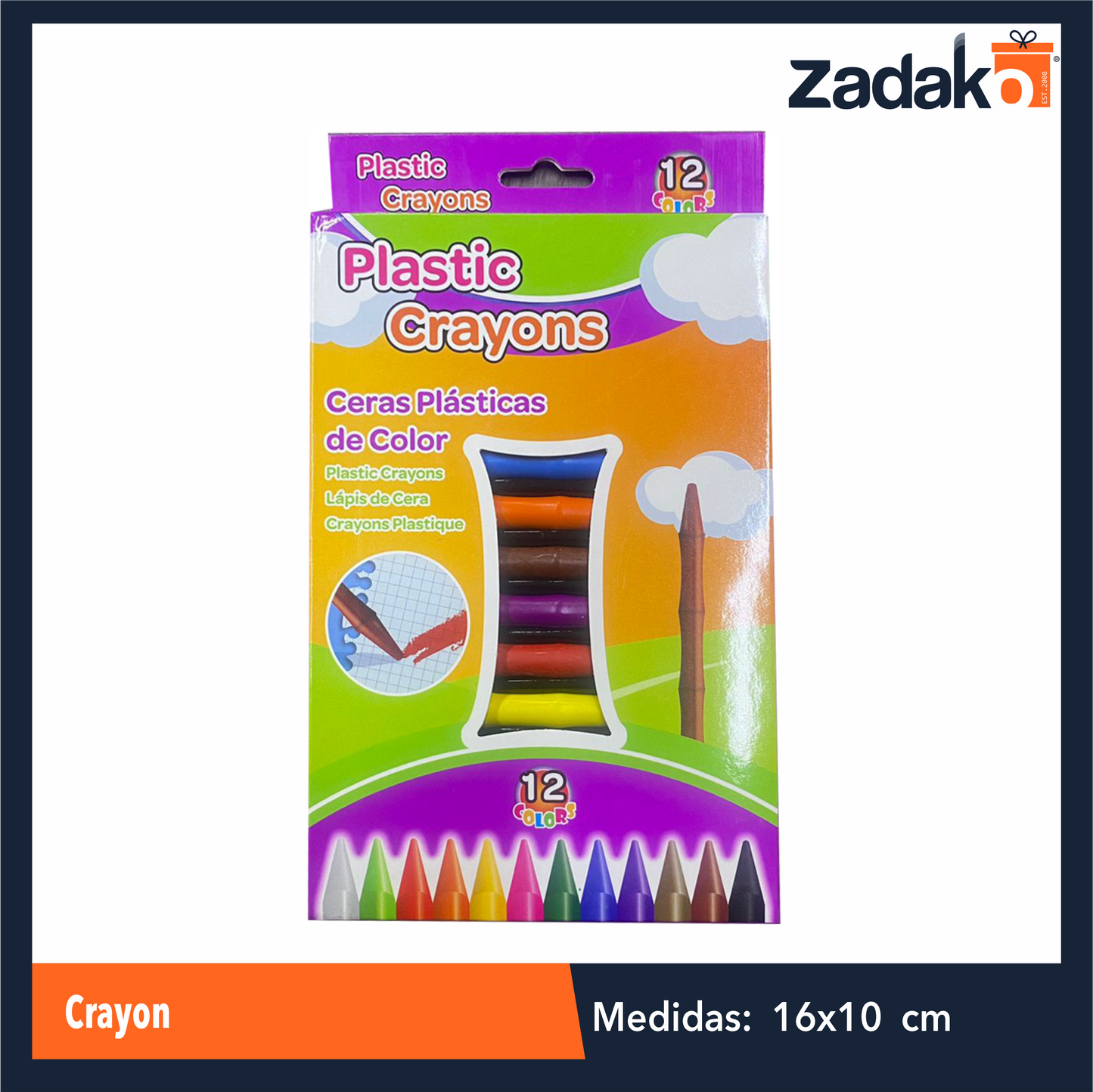 ZP-1124 CRAYON CON 12 COLORES CON 1 PZ O CAJA CON 288 PZS
