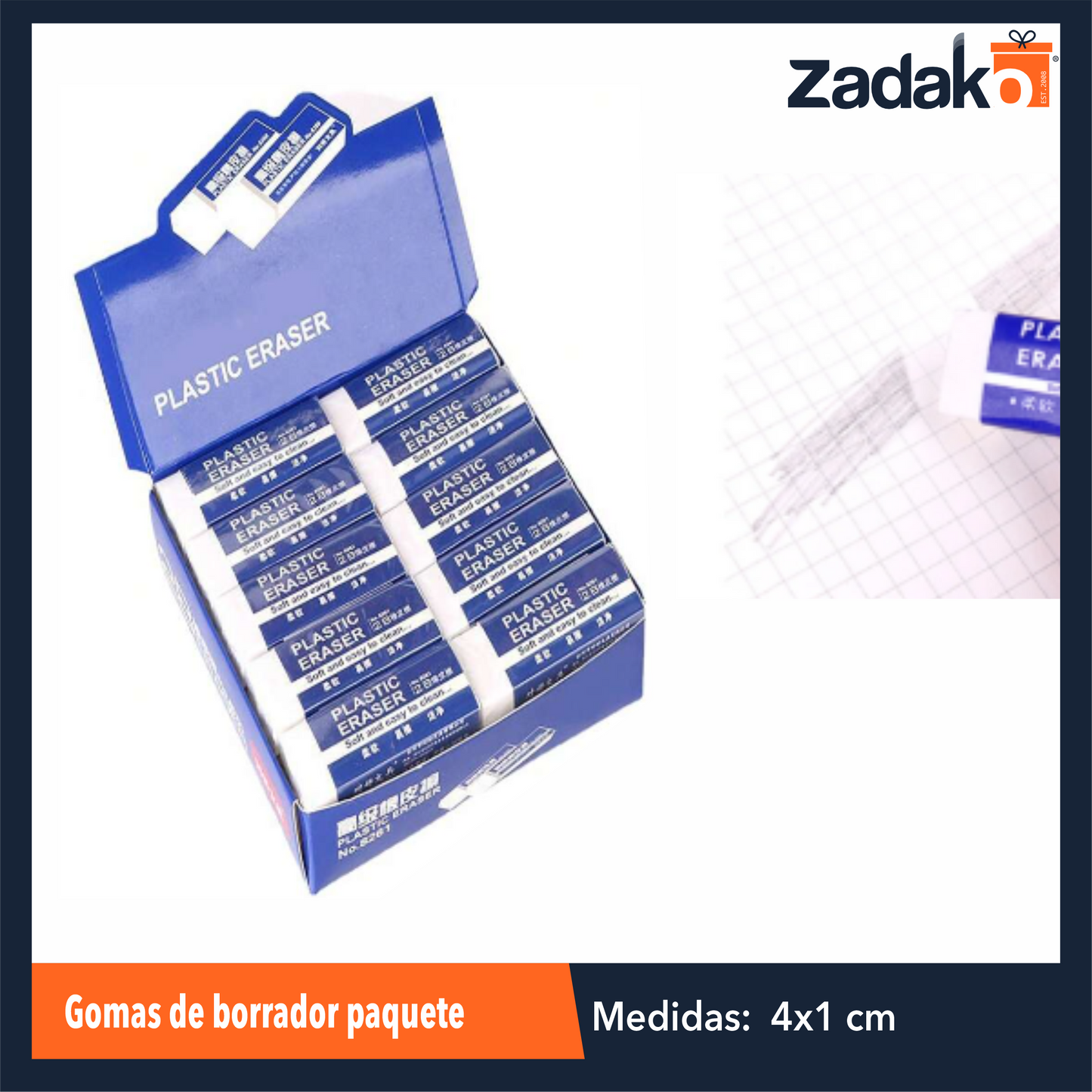 ZP-1133 GOMAS DE BORRADOR PAQUETE CON 30 PZS O CAJA CON 84 PQTS