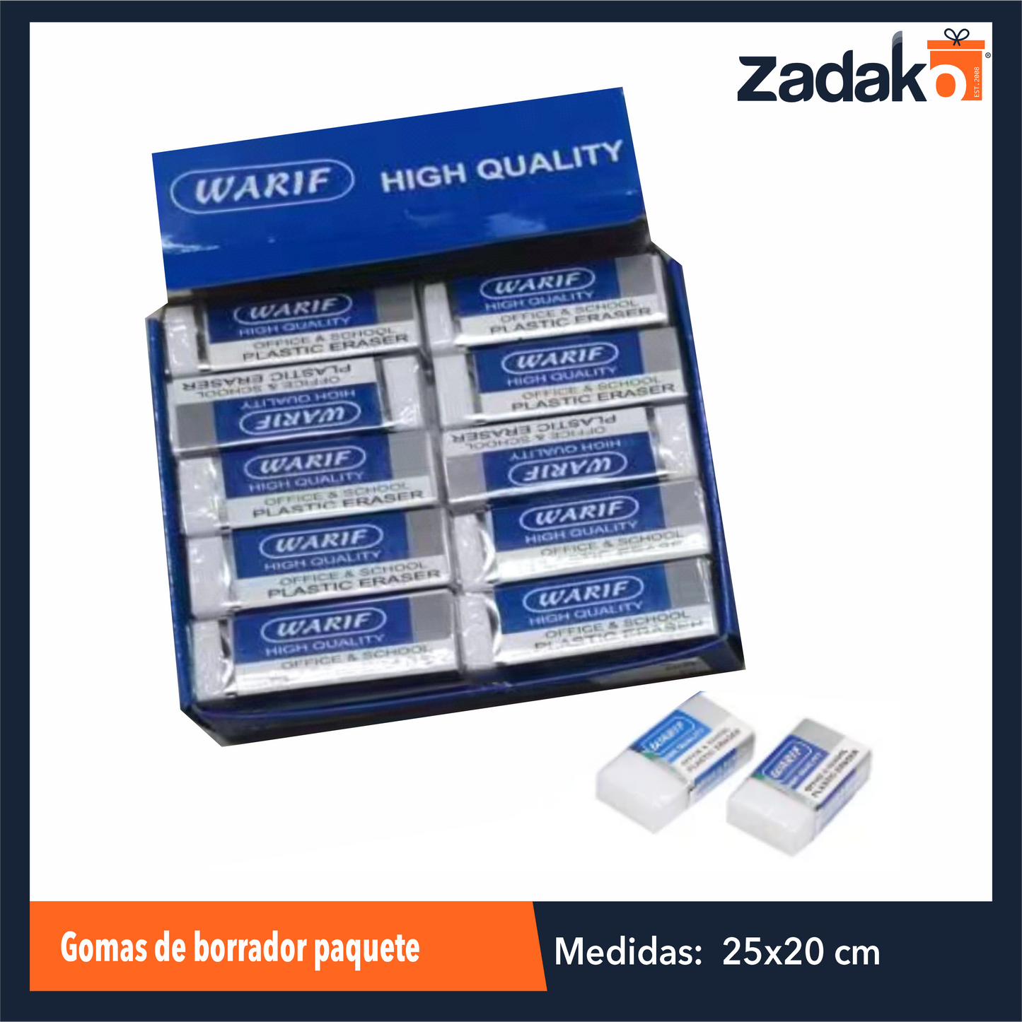 ZP-1134 GOMAS DE BORRADOR PAQUETE CON 20 PIEZAS O CAJA CON 60 PQTS