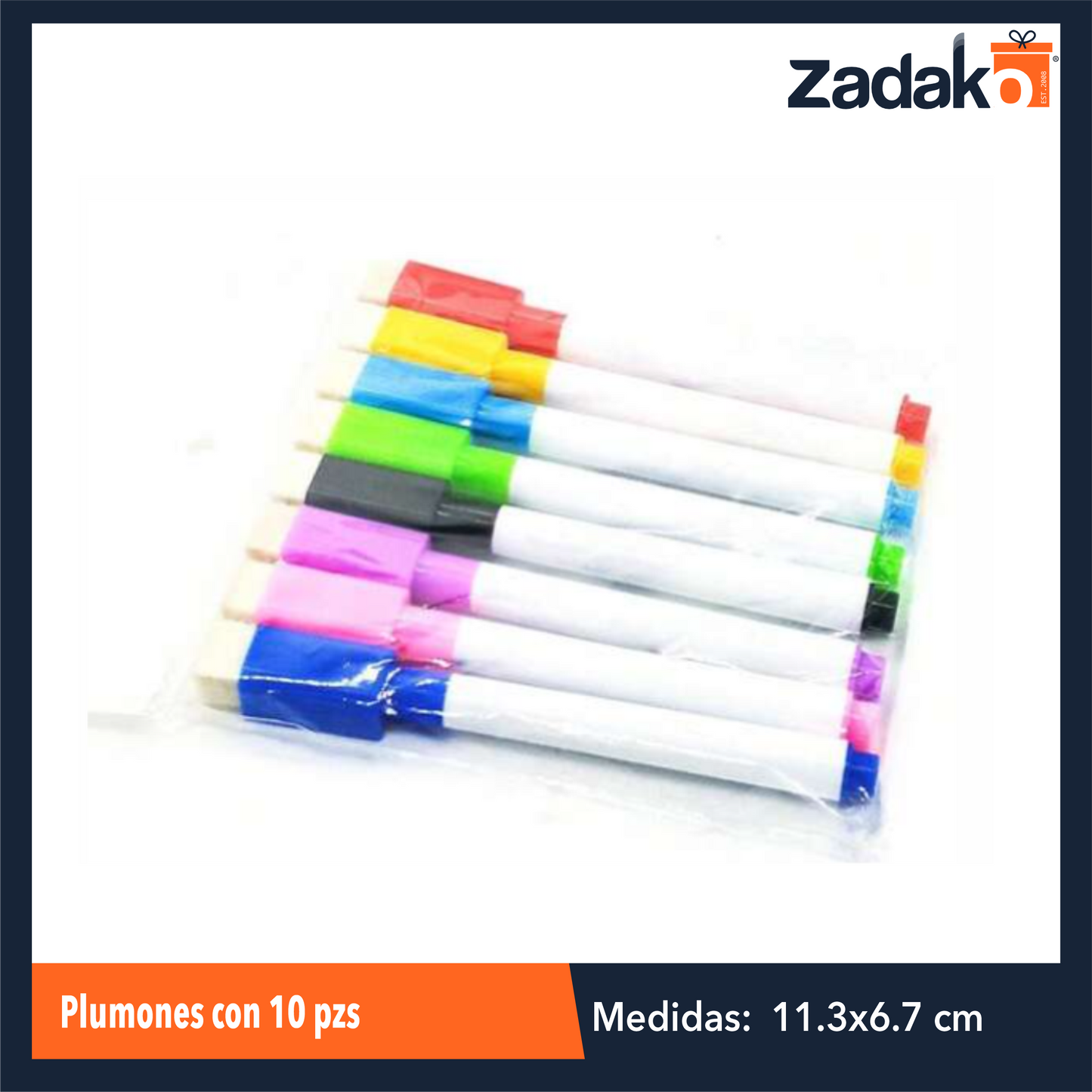 ZP-1171 PLUMONES CON 10 PIEZAS CON 1 PZ O CAJA CON 300 PZS
