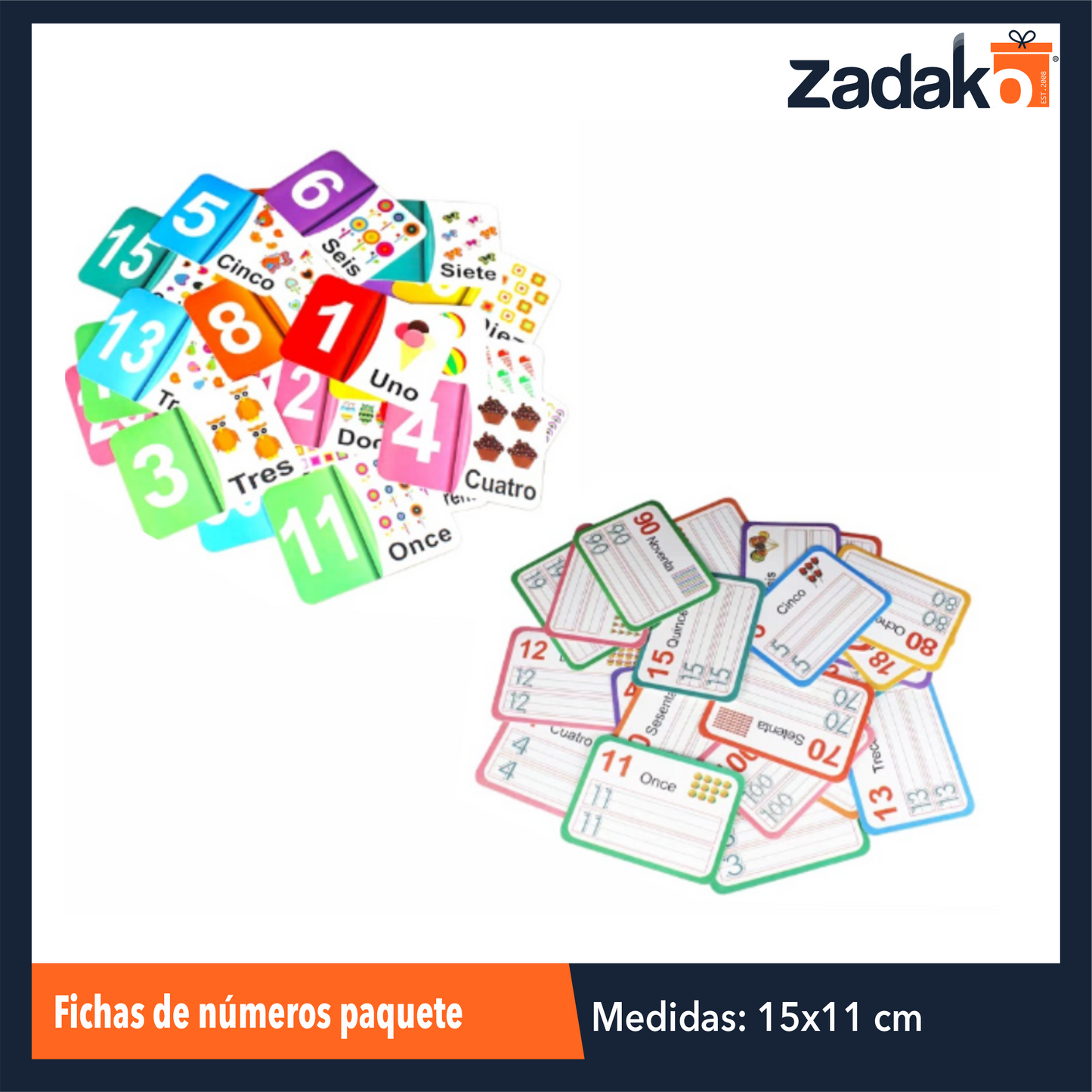 ZP-1198 FICHAS DE NUMEROS PAQUETE CON 28 PIEZAS O CAJA CON 200 PQTS