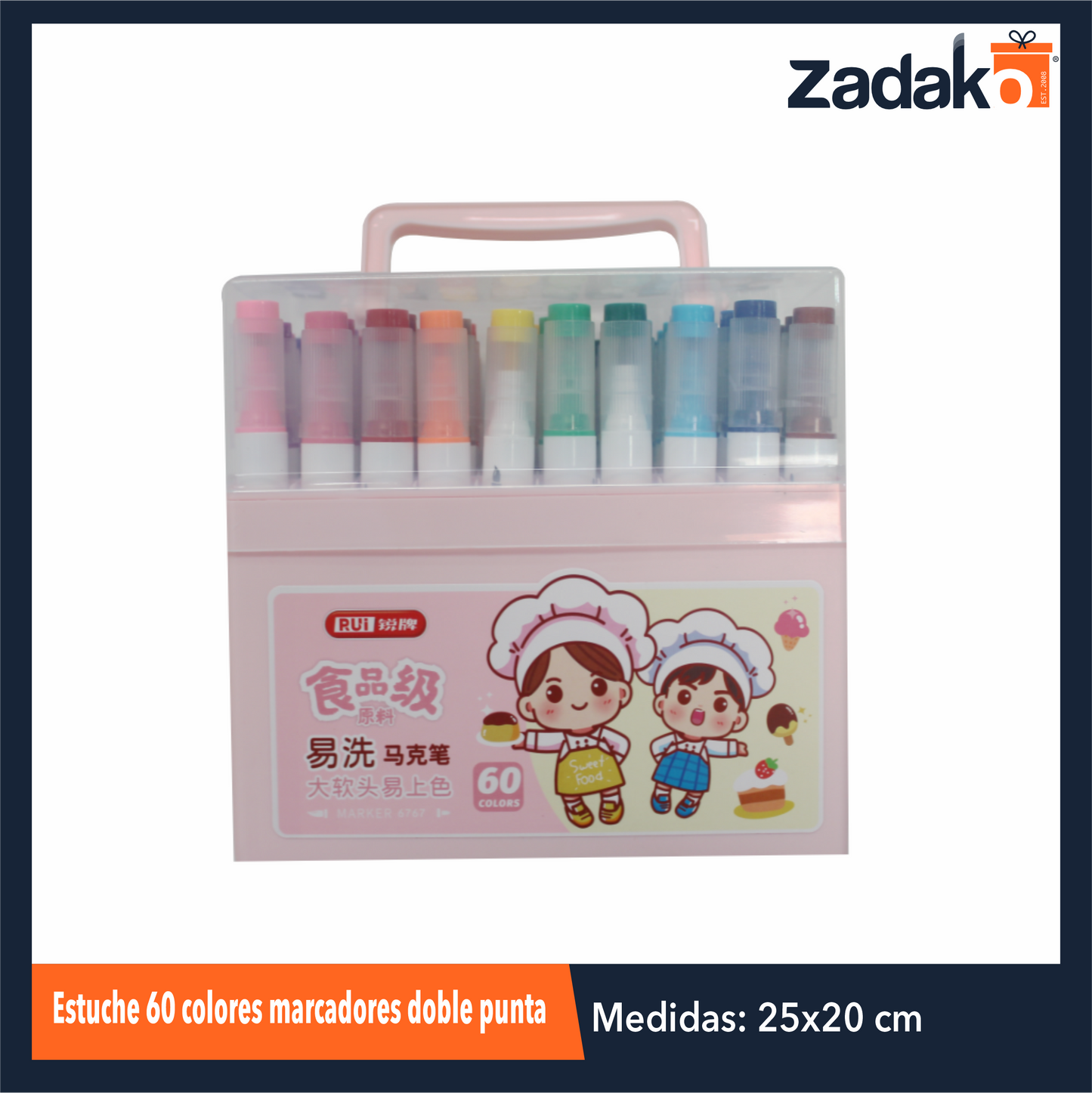 ZP-1257 ESTUCHE 60 COLORES MARCADORES DOBLE PUNTA, CON 1 PZ O CAJA CON 16 PZS