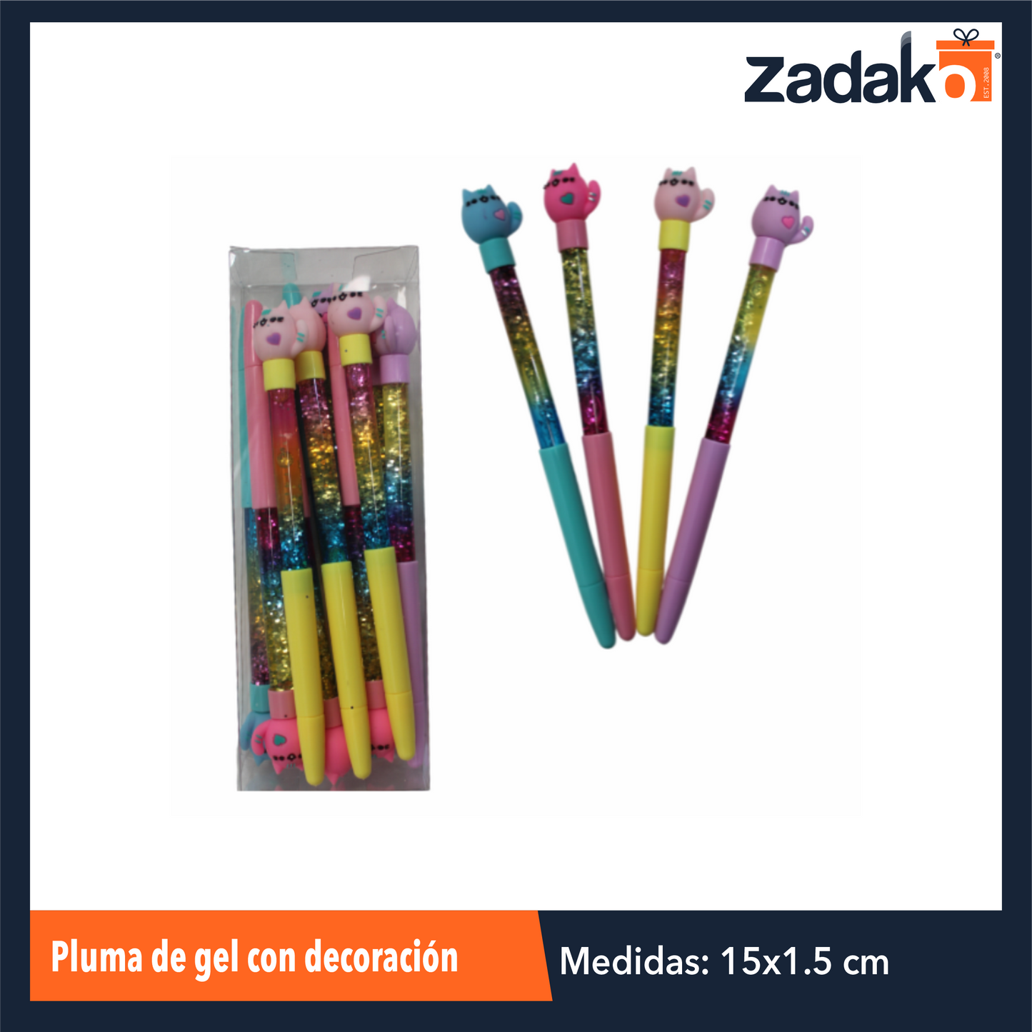 ZP-1259 PLUMA DE GEL CON DECORACION  CON 12 PZ O CAJA CON 144 PZS