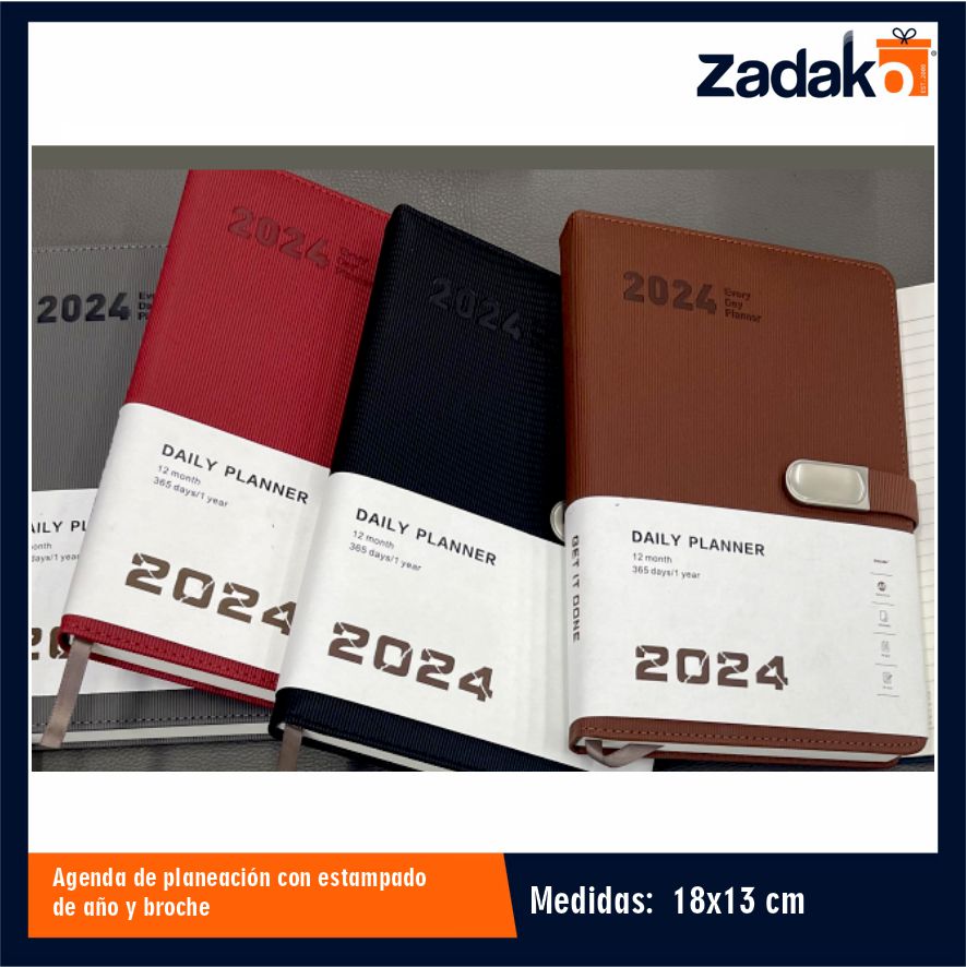 ZP-1318 AGENDA DE PLANEACIÓN CON ESTAMPADO DE AÑO Y BROCHE CON 1 PZ O CAJA CON 72 PZS
