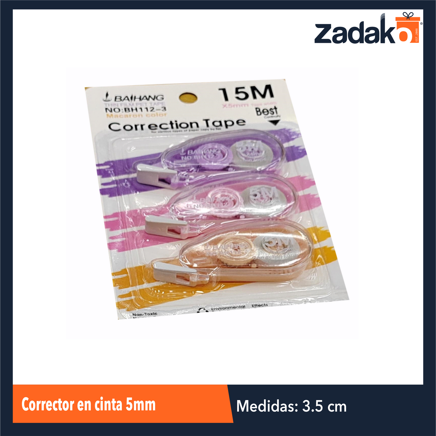 ZP-1420 CORRECTOR EN CINTA 5M CON 3 PZS CON 1 PZ O CAJA CON 432 PZS