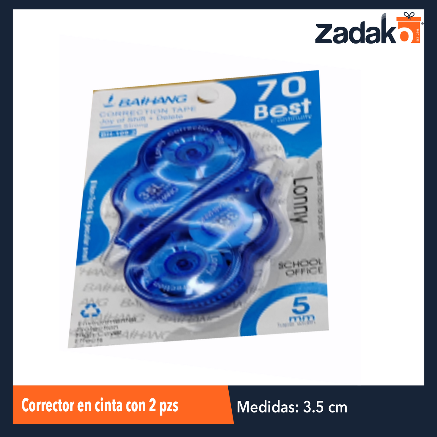 ZP-1423 CORRECTOR EN CINTA CON 2 PIEZAS 35 M CON 1 PZ O CAJA CON 576 PZS