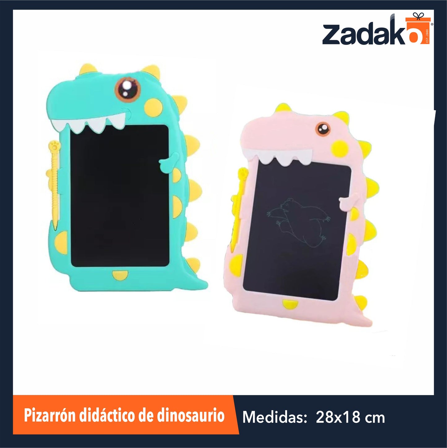ZP-1473 PIZARRÓN DIDÁCTICO DE DINOSAURIO CON 1 PZ O CAJA CON 72 PZS