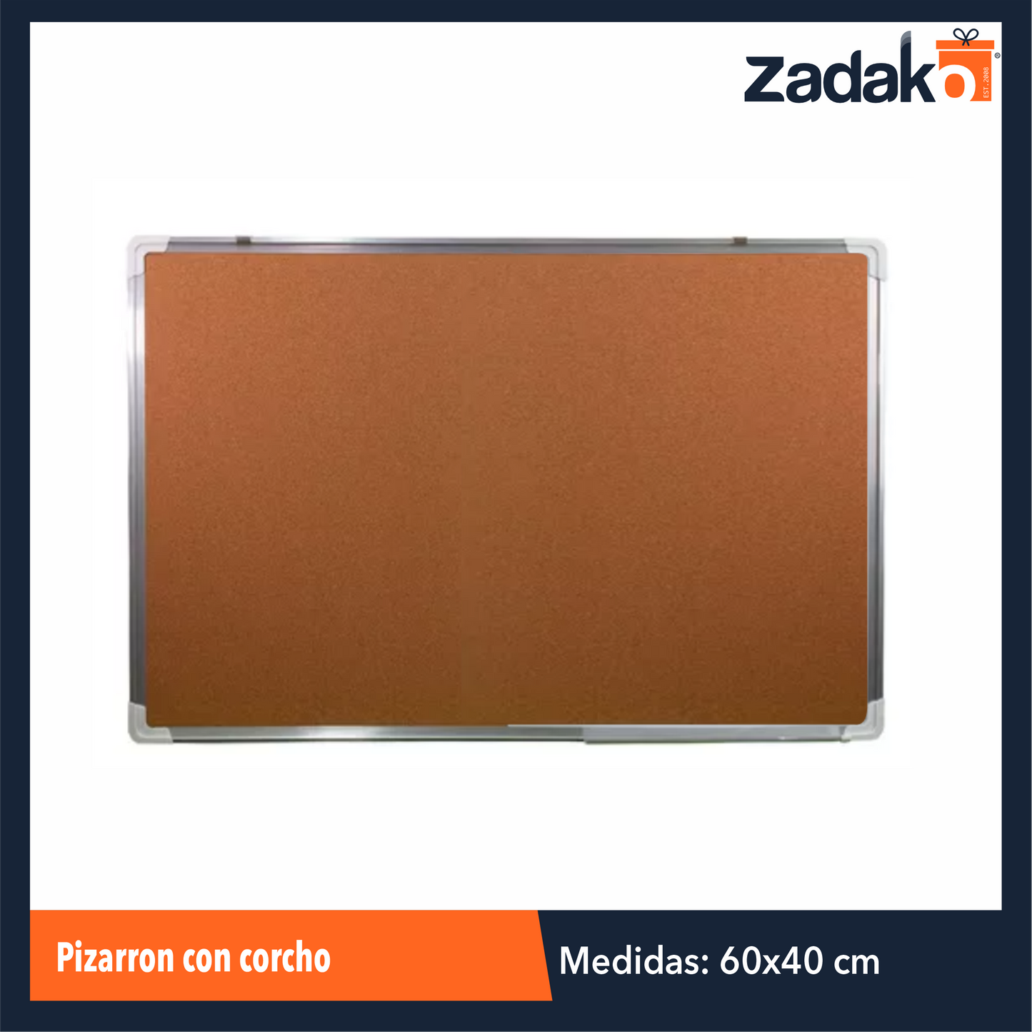 ZP-1486 PIZARRON CON CORCHO 40 X 60 CM CON 1 PZ O CAJA CON 16 PZS
