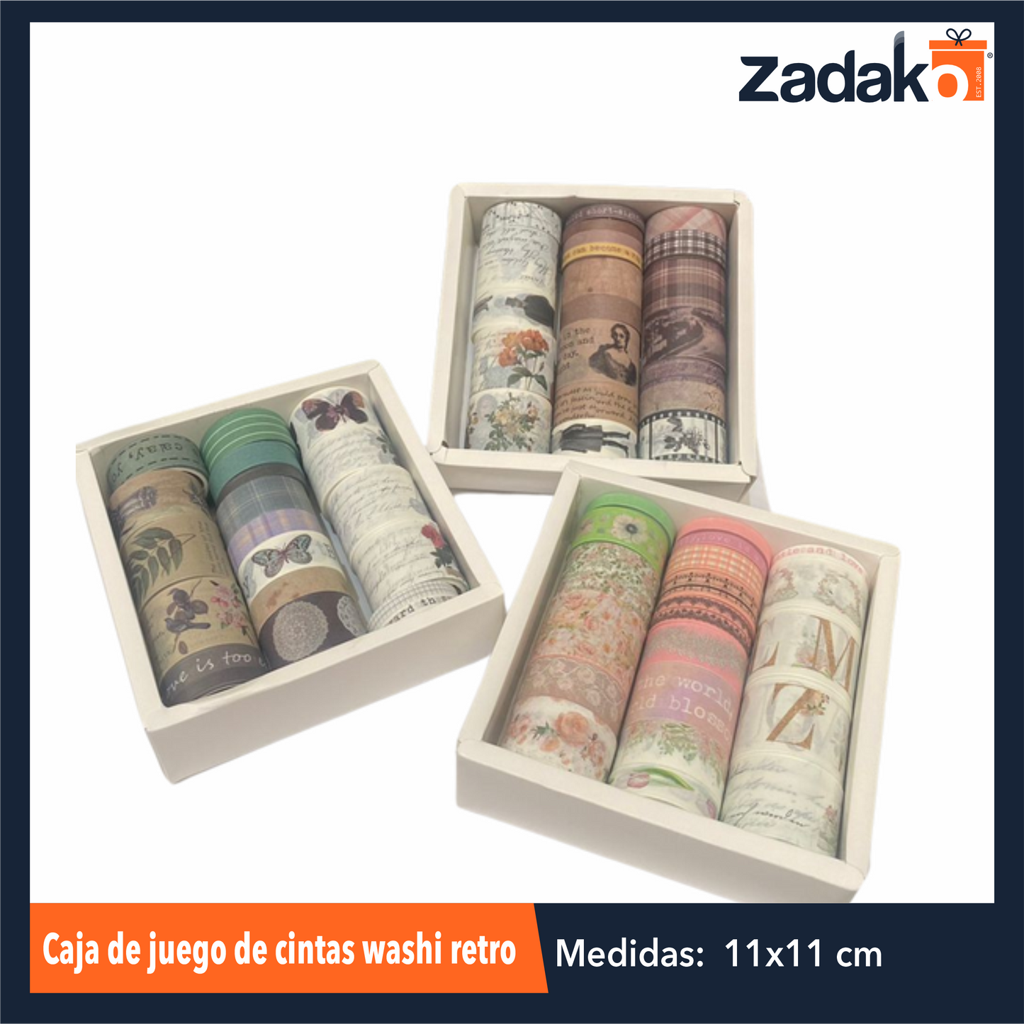ZP-1507 CAJA DE JUEGO DE CINTAS WASHI RETRO CON 1 PZ O CAJA CON 240 PZS